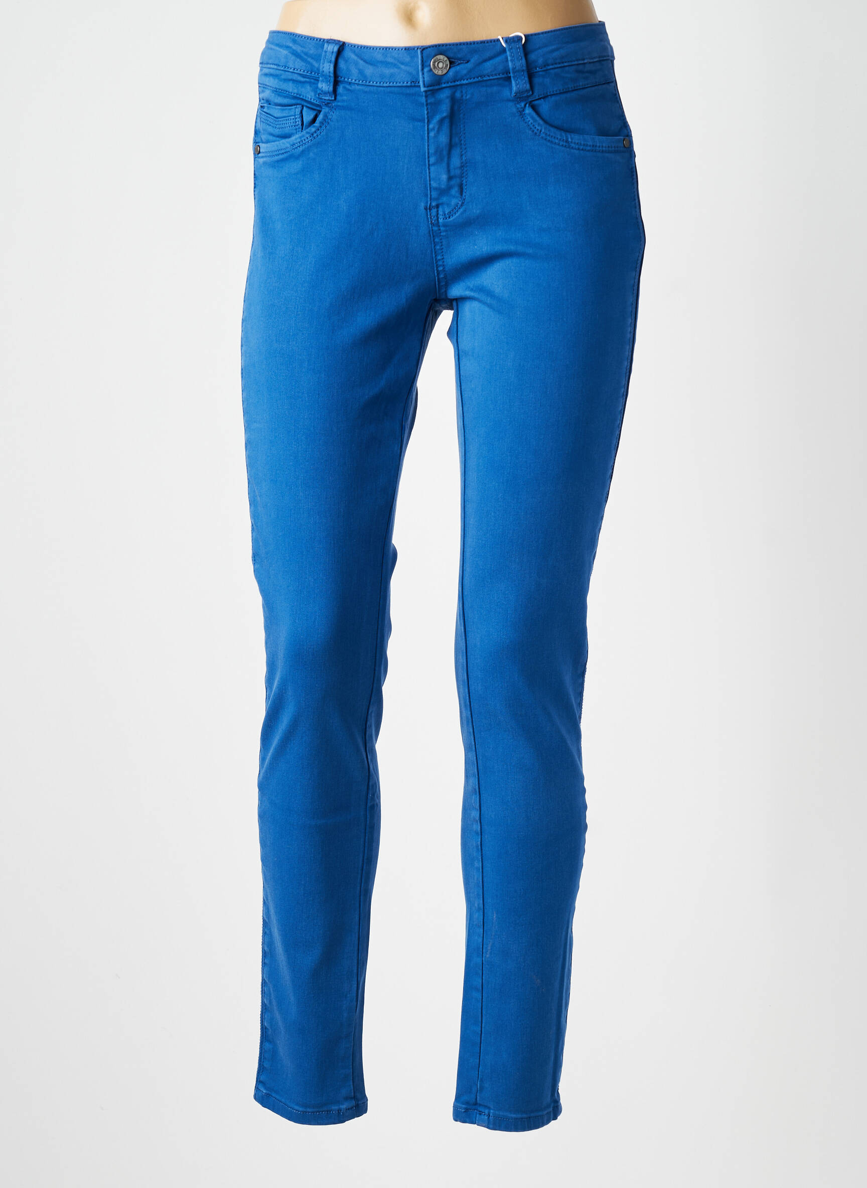Pantalon slim stretch taille normale bleu C'EST BEAU LA VIE femme