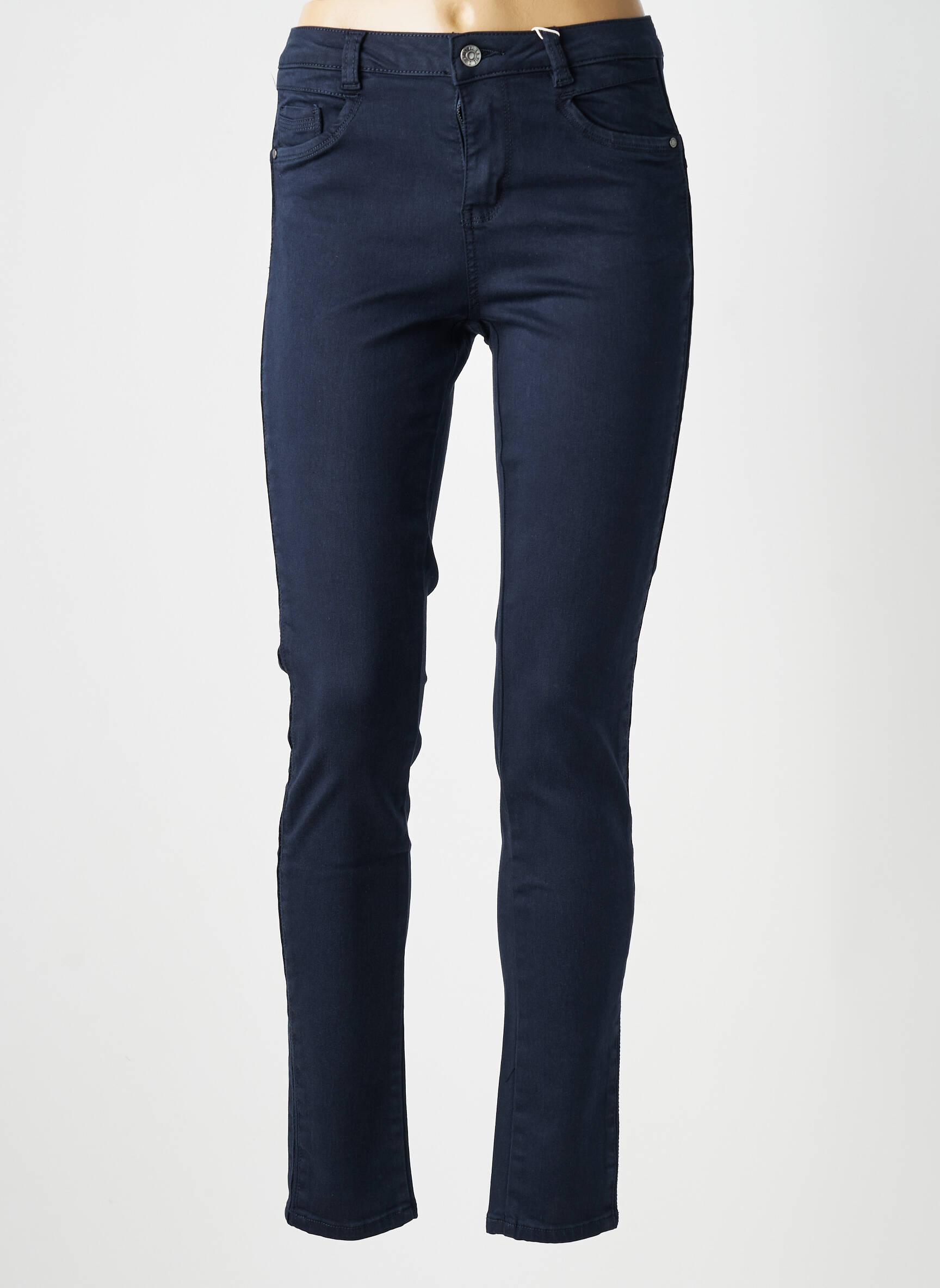 Pantalon slim stretch taille normale bleu fonce C'EST BEAU LA VIE femme