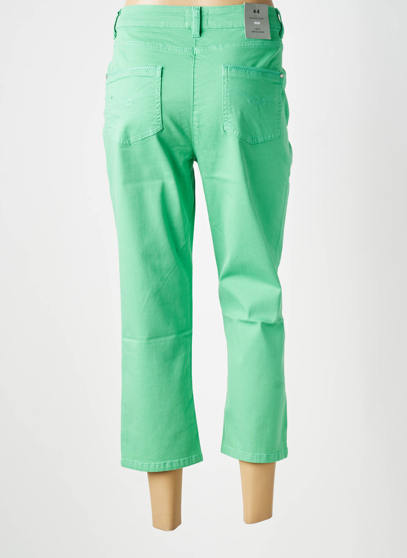 Pantacourt coupe droite taille normale vert JULIE GUERLANDE femme
