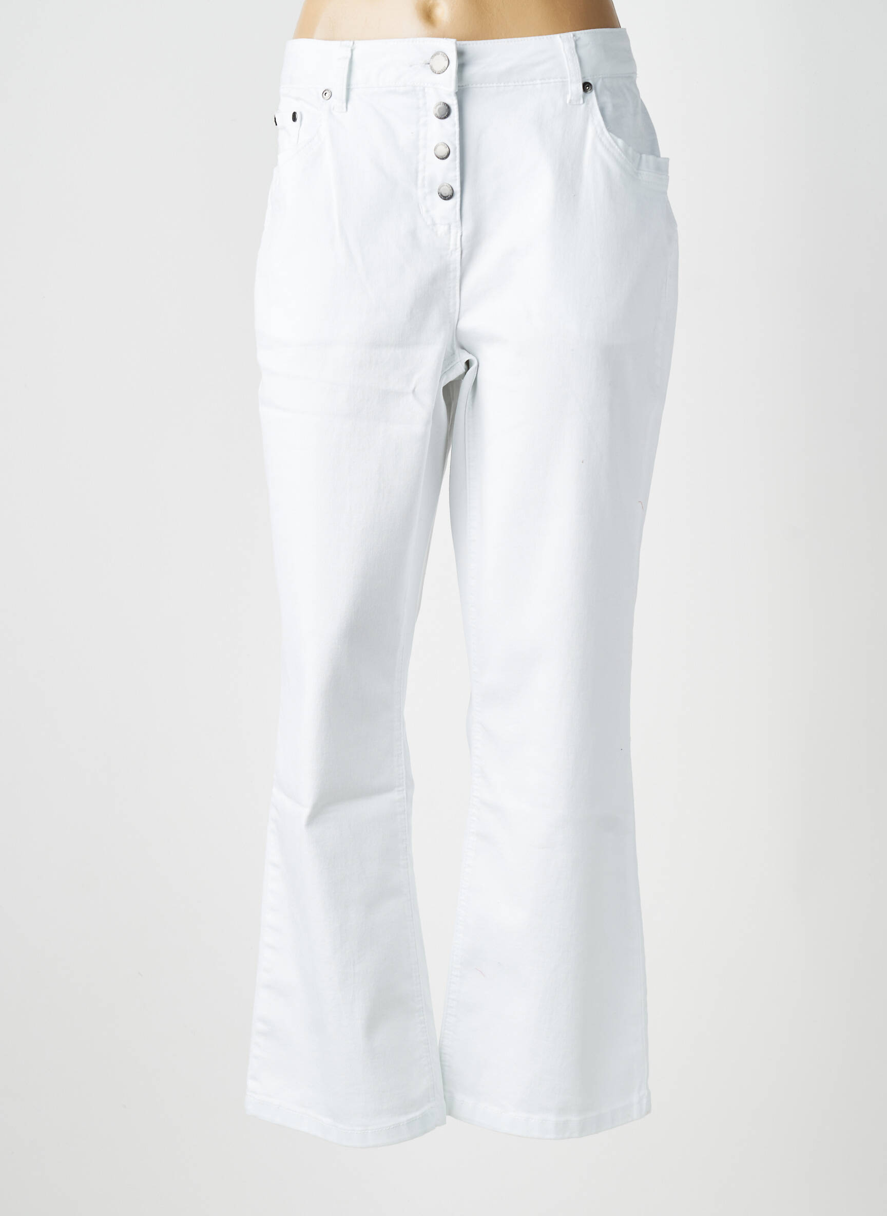 Pantalon droit stretch taille normale blanc ZHENZI femme
