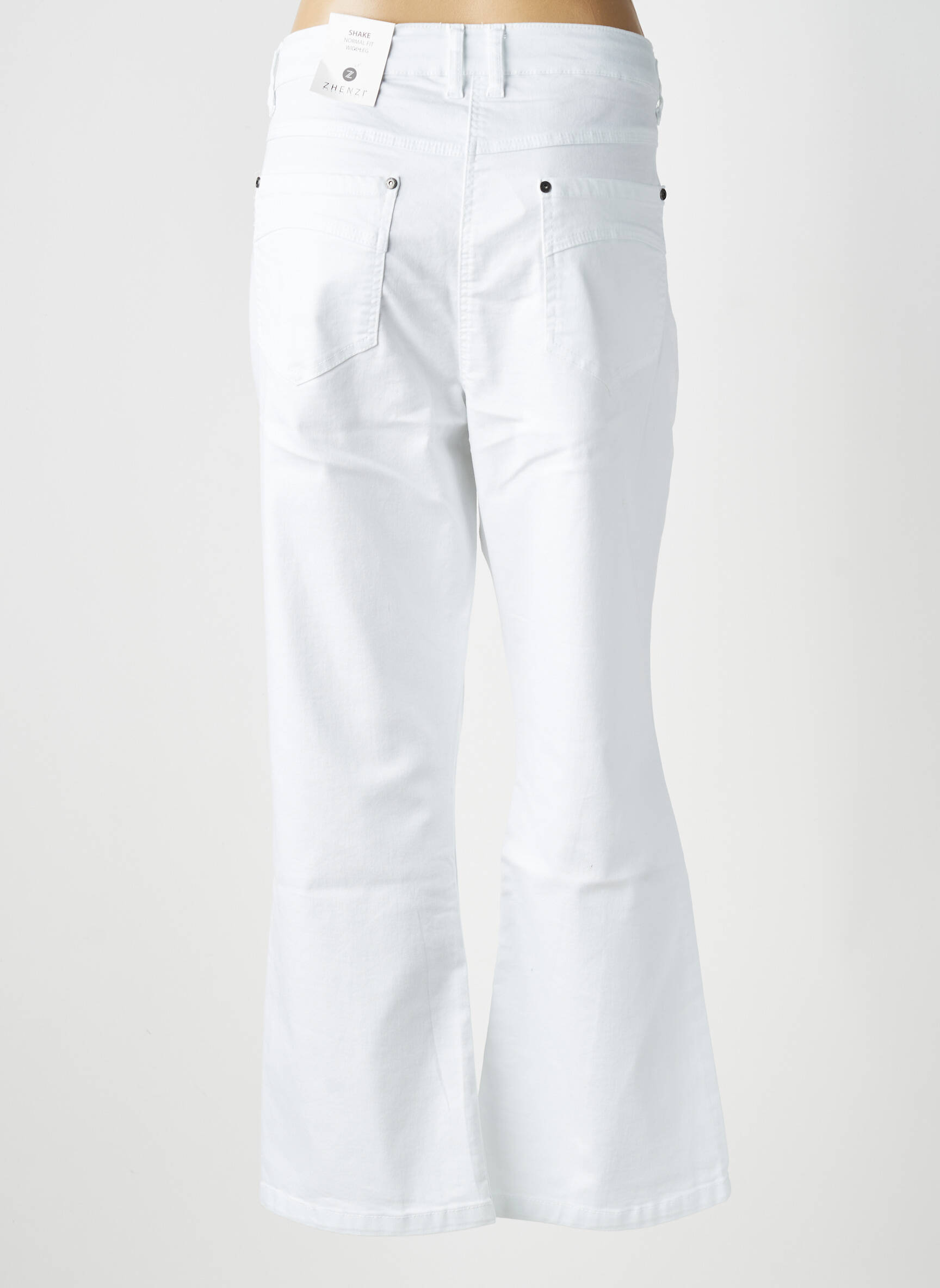 Pantalon droit stretch taille normale blanc ZHENZI femme