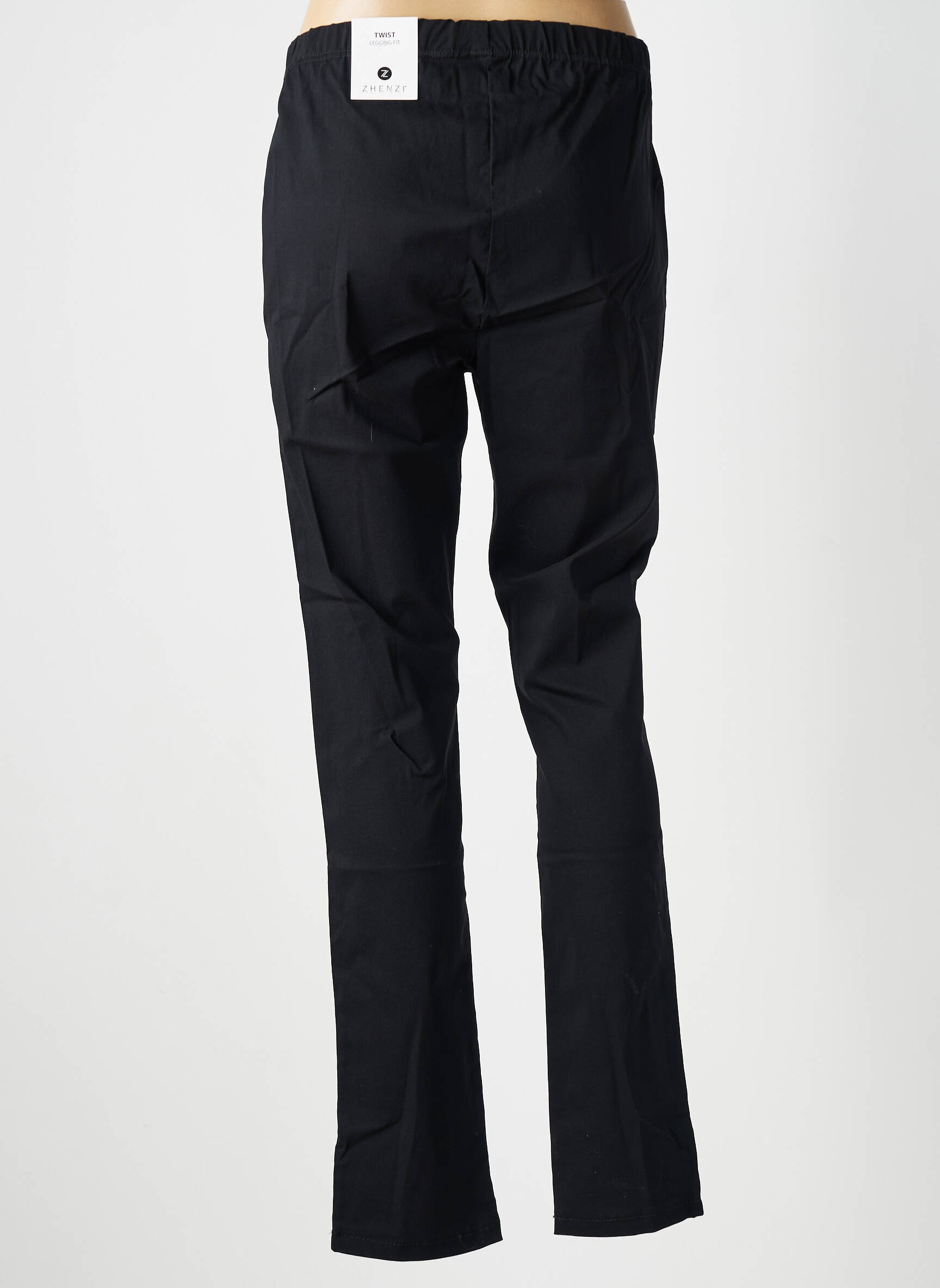 Pantalon droit stretch taille normale noir ZHENZI femme