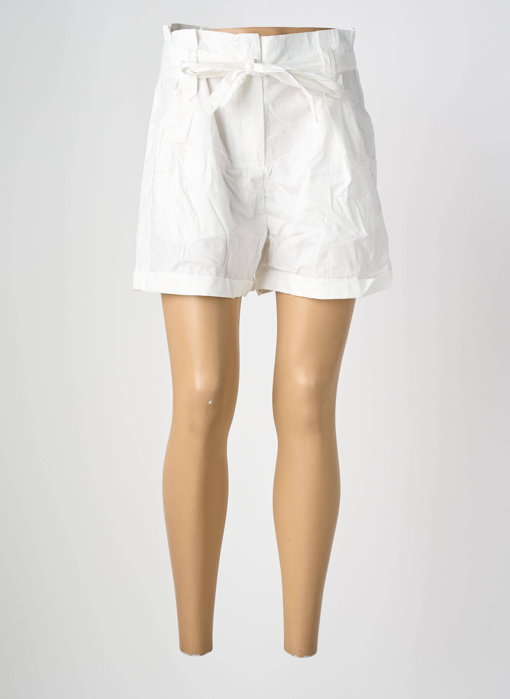 Short fermeture zippée sous rabat avec crochet taille haute blanc MOLLY BRACKEN femme