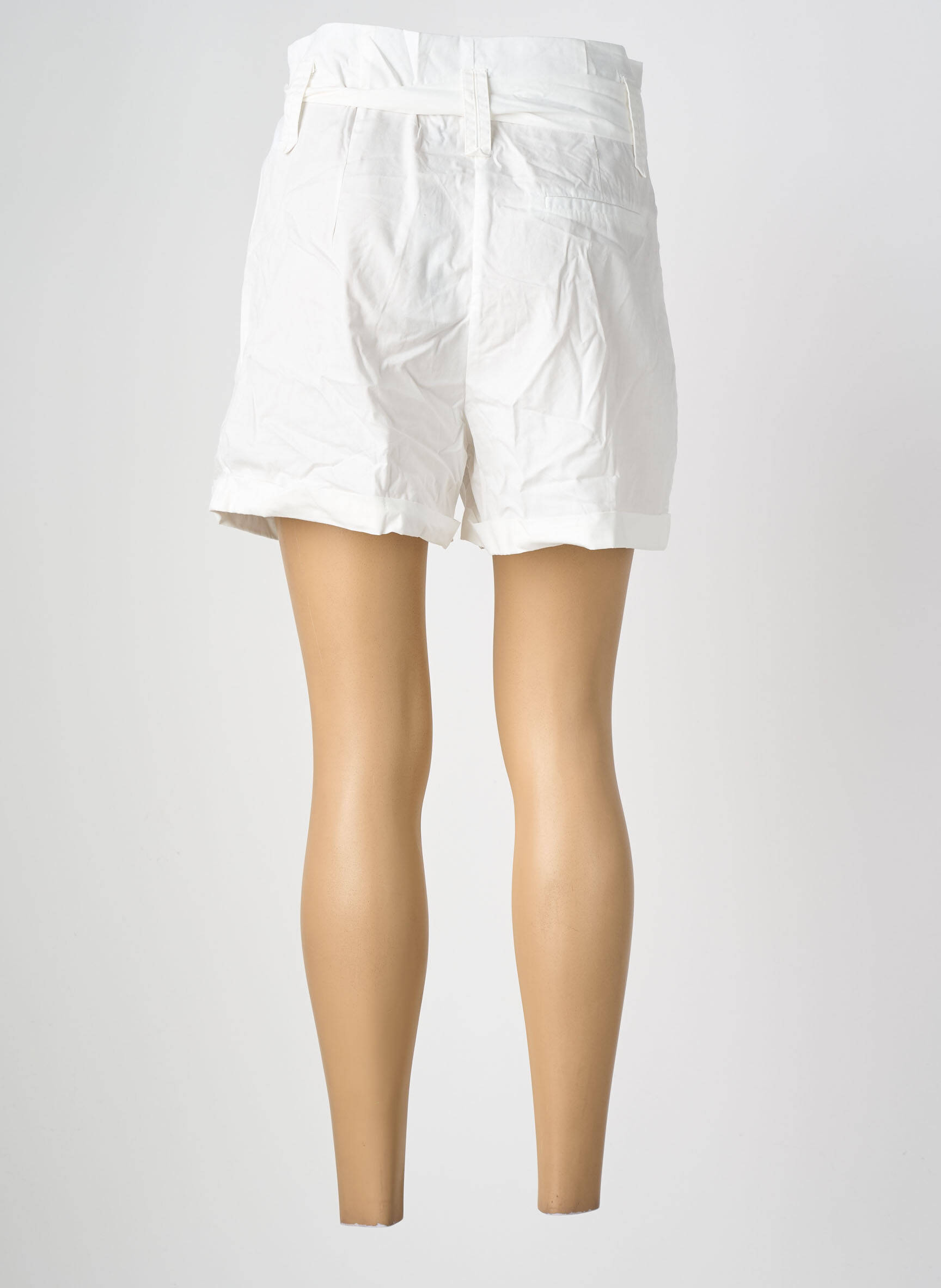 Short fermeture zippée sous rabat avec crochet taille haute blanc MOLLY BRACKEN femme