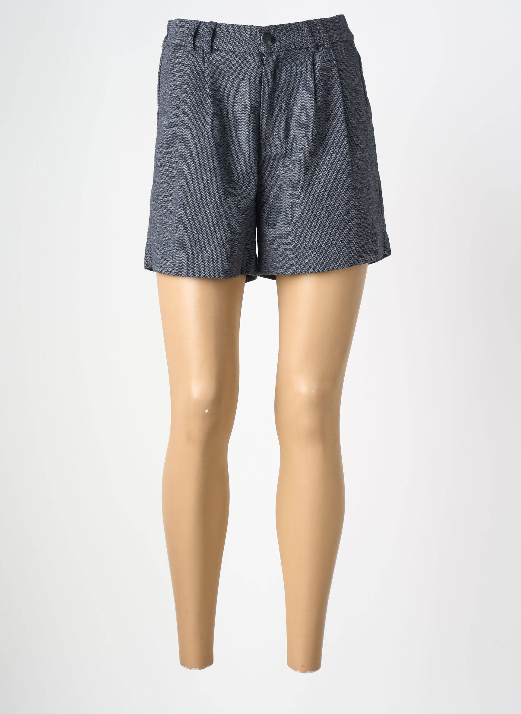 Short fermeture zippée sous rabat boutonné bleu ONLY femme