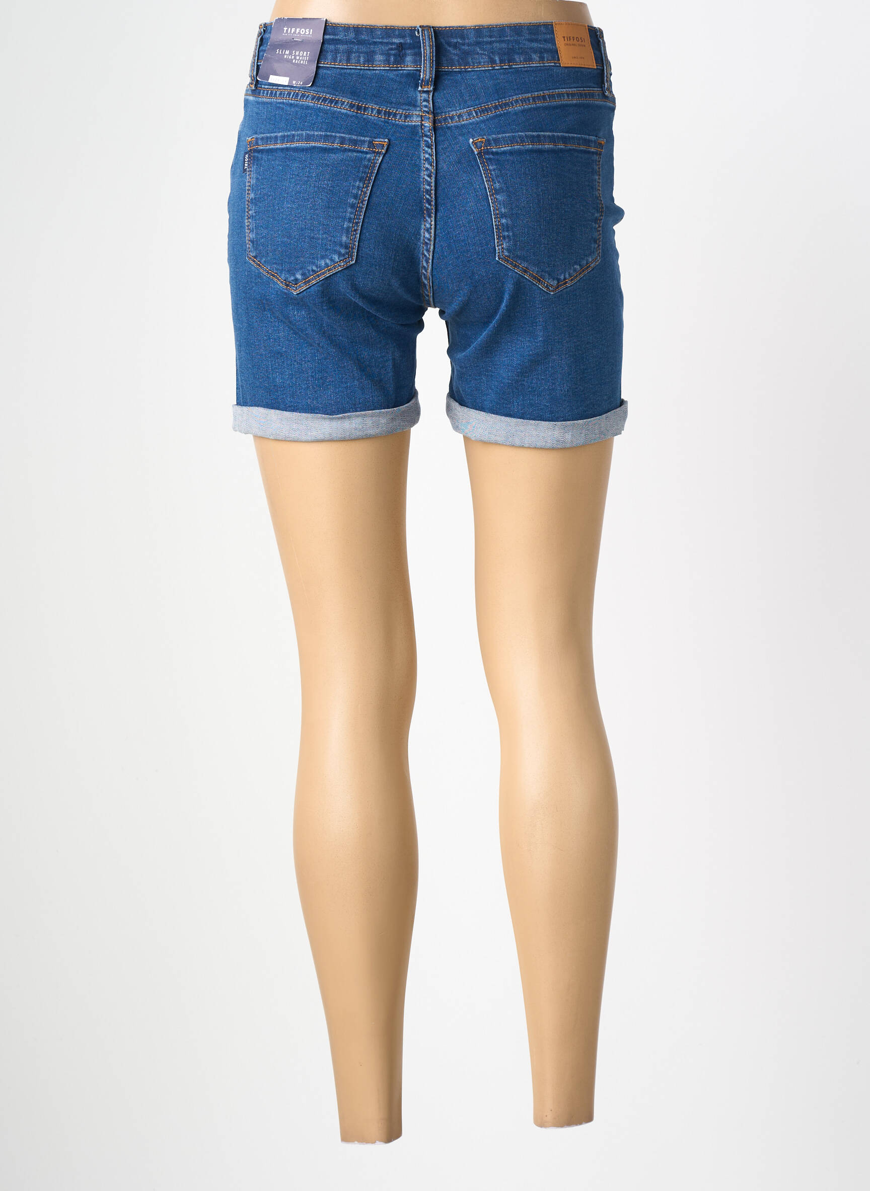 Short tissage denim taille normale bleu fonce TIFFOSI femme