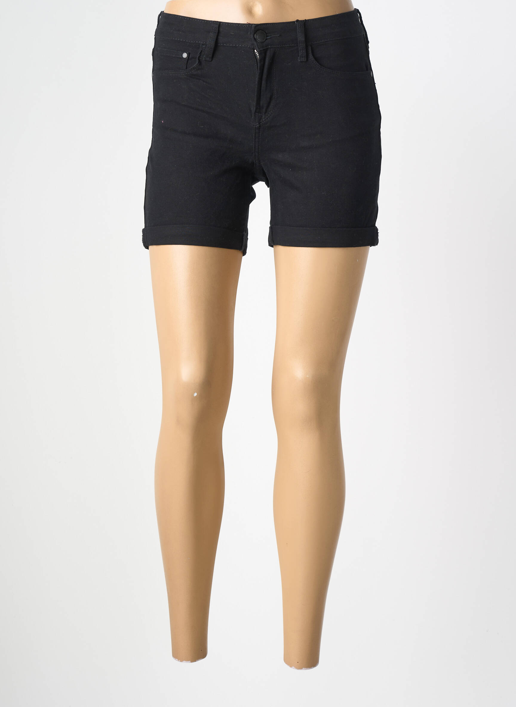 Short fermeture zippée sous rabat boutonné taille haute noir TIFFOSI femme
