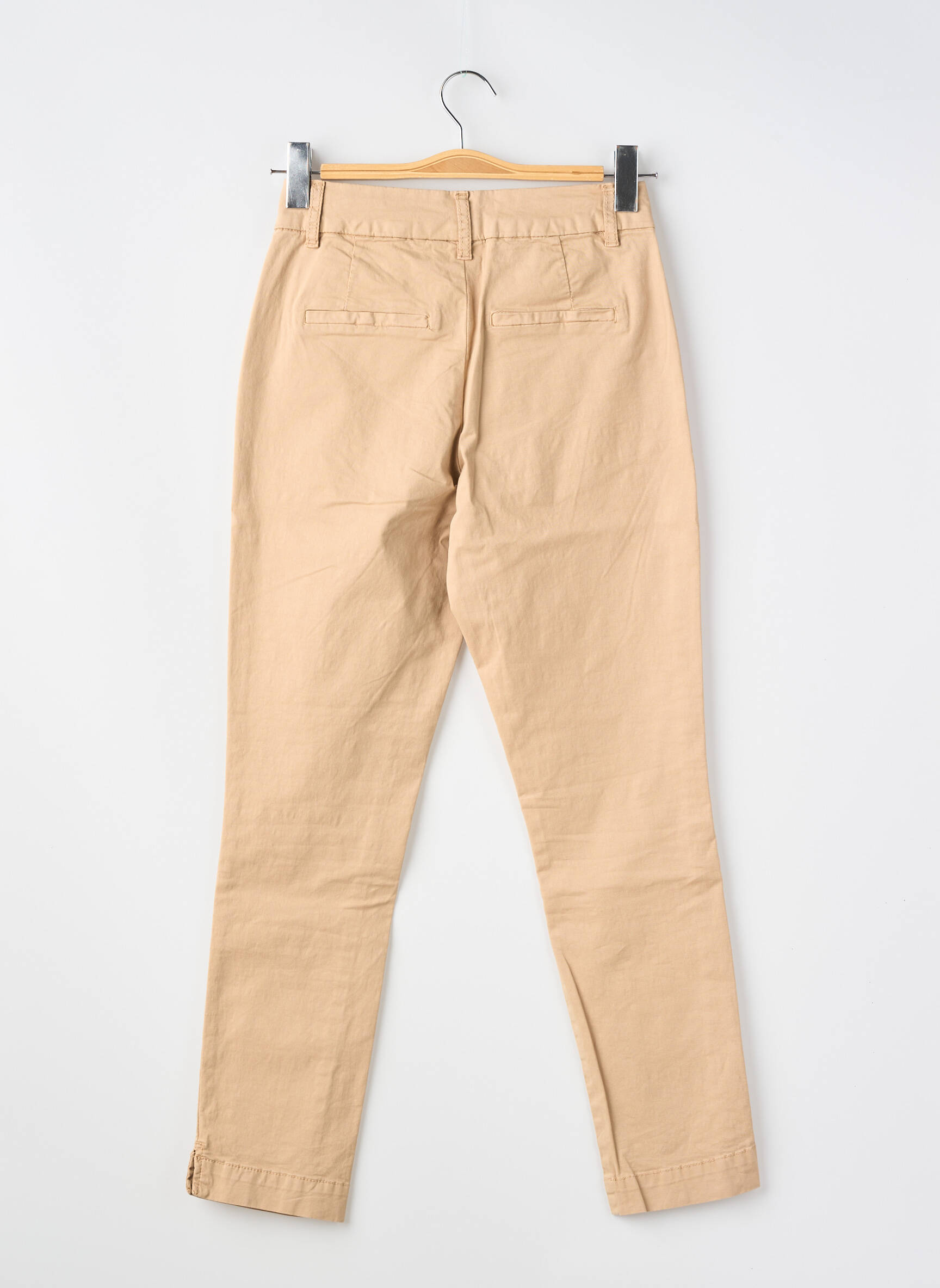 Pantalon slim tissage popeline taille normale beige KAFFE femme