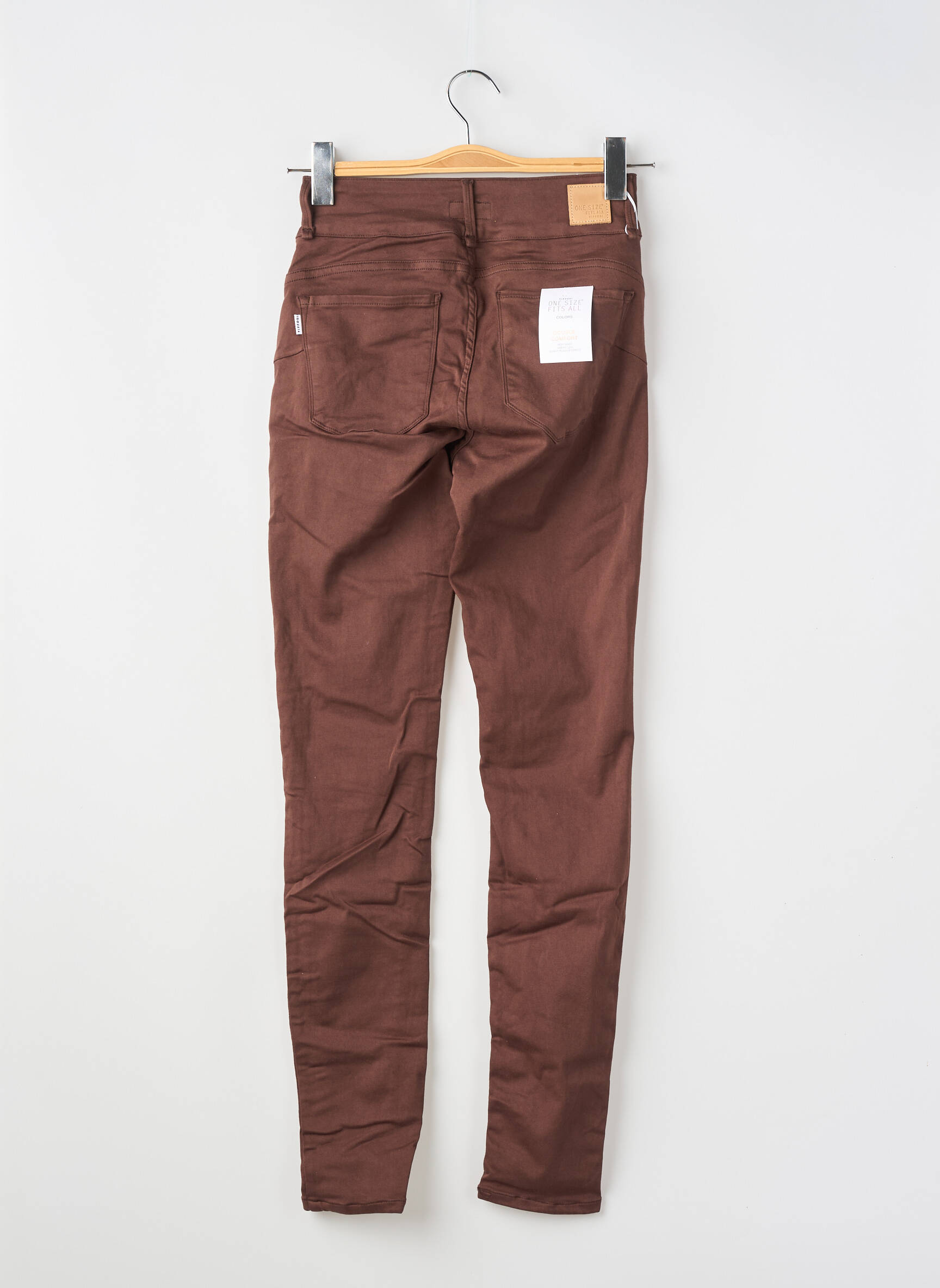 Pantalon slim tissage popeline taille normale marron ONE SIZE FILTS ALL femme
