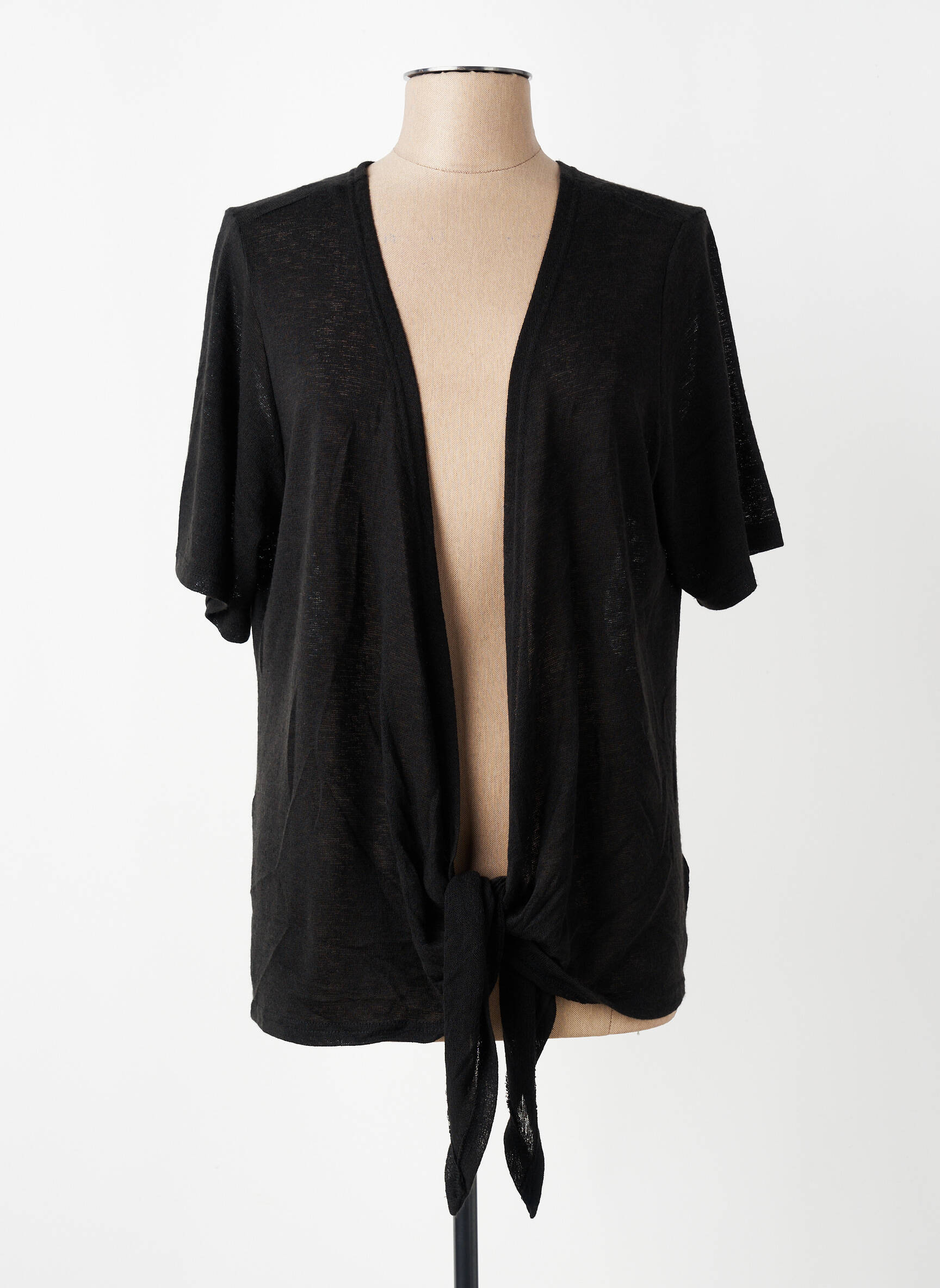 Gilet manches courtes coupe droite noir ZHENZI femme