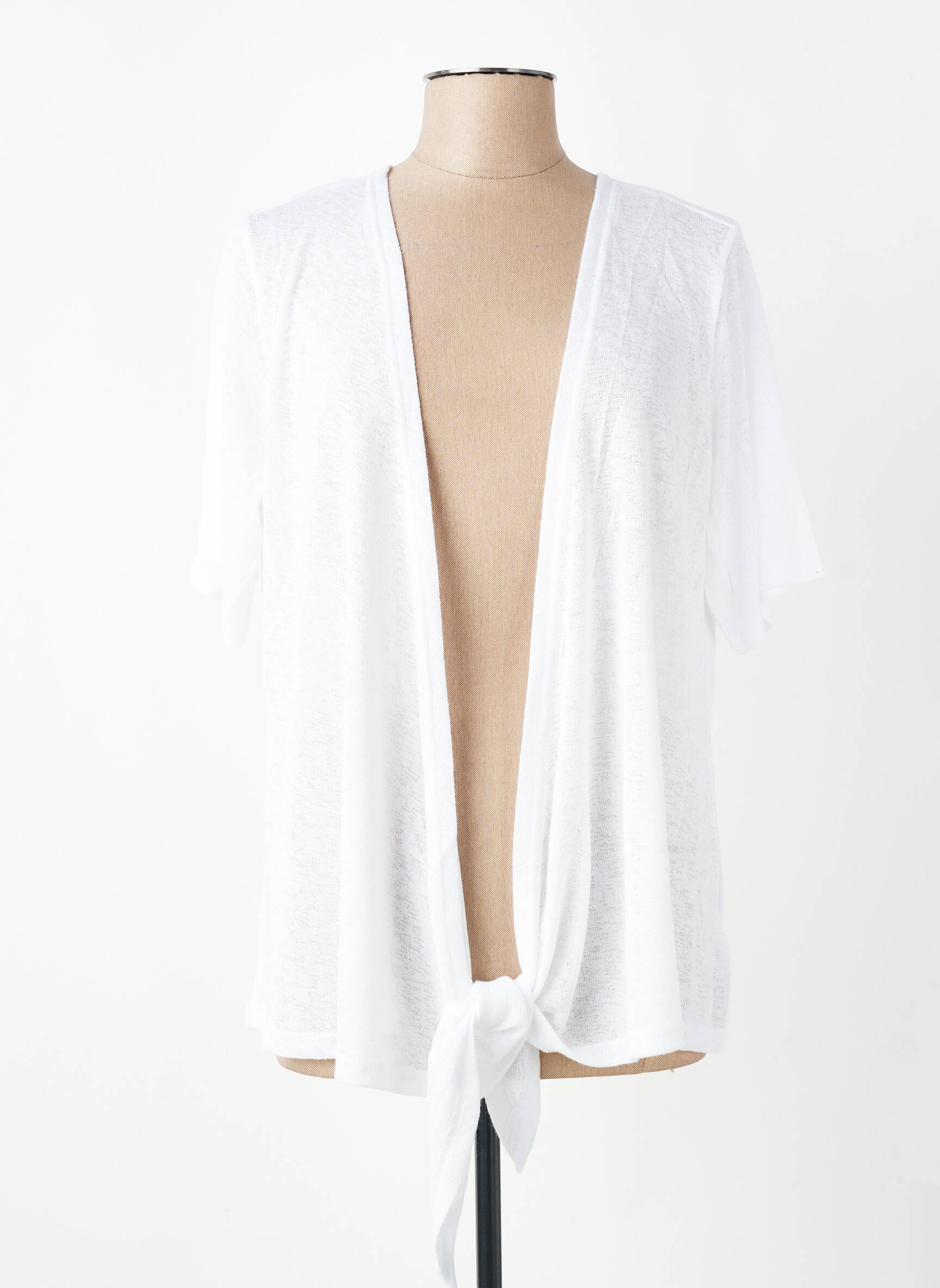 Gilet manches courtes coupe droite blanc ZHENZI femme