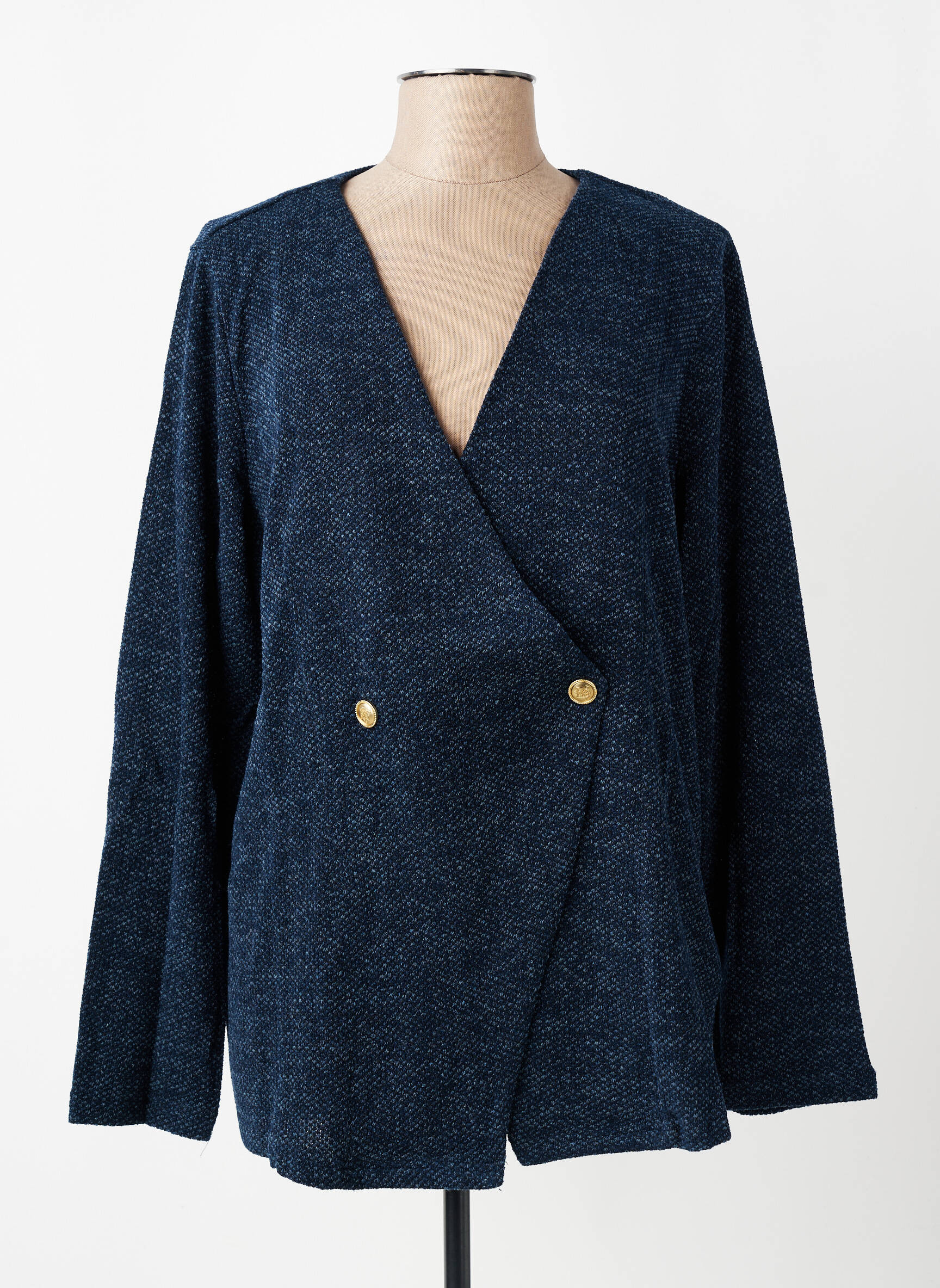 Gilet manches longues stretch bleu ZHENZI femme