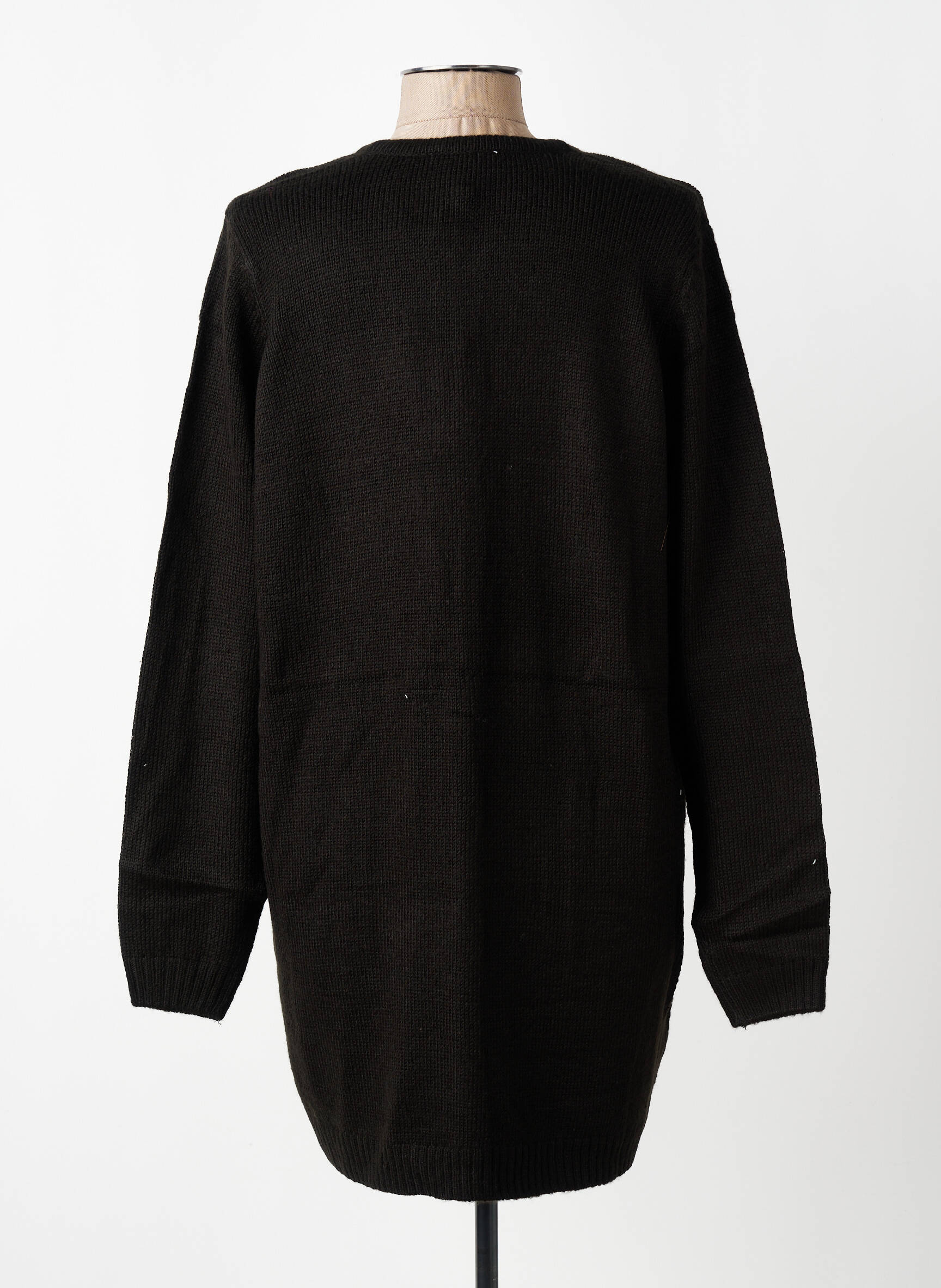 Gilet manches longues col rond noir ZHENZI femme