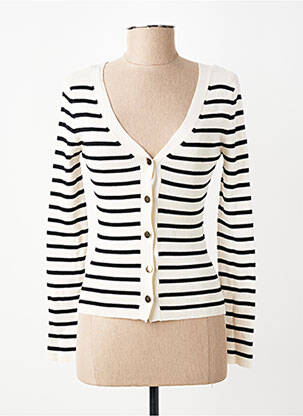 Gilet manches longues coupe cintrée blanc MORGAN femme