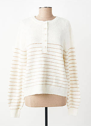 Pull coupe droite manches longues blanc PIECES femme