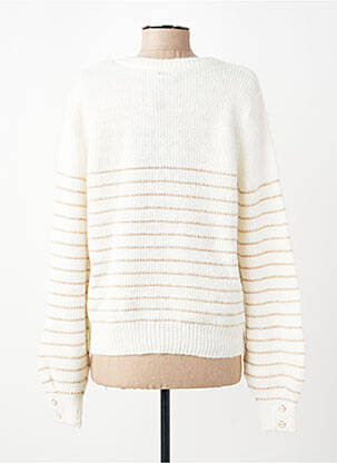 Pull coupe droite manches longues blanc PIECES femme