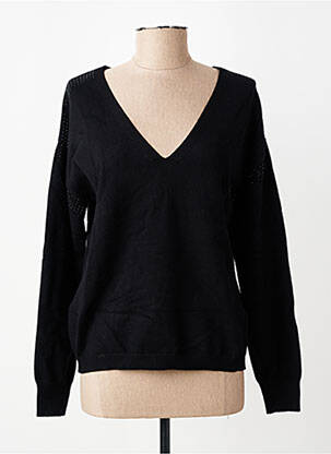 Pull col v manches longues noir MORGAN femme