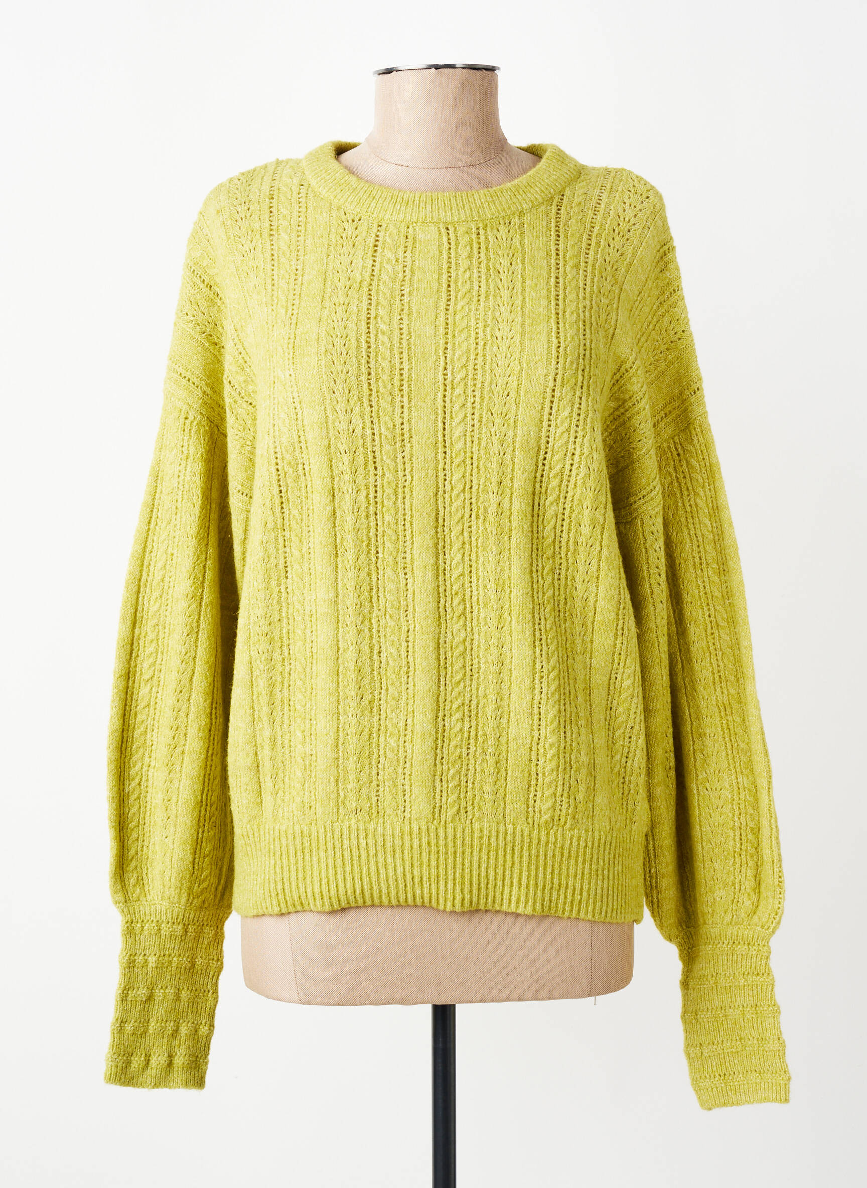Pull resserrée sur le bas manches longues vert LILY & ME femme