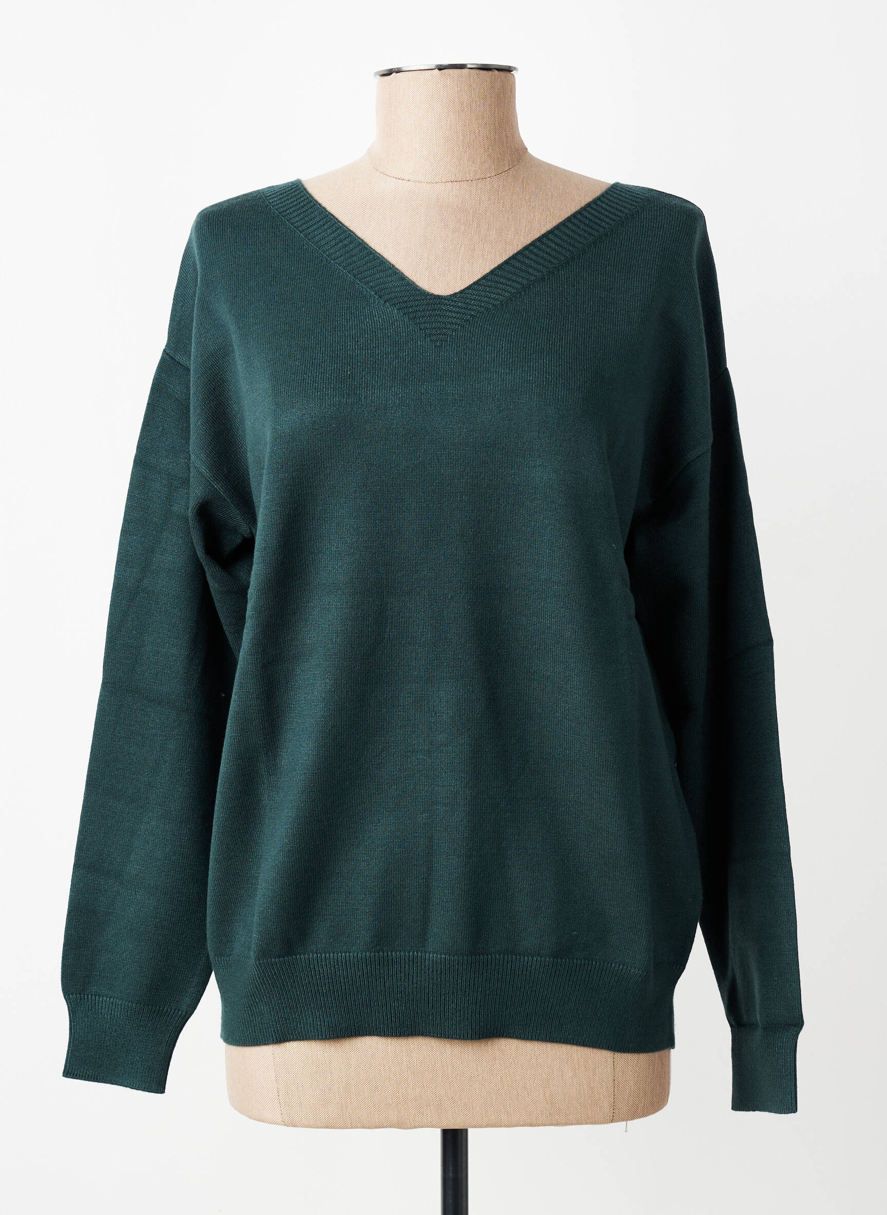 Pull coupe droite manches longues vert ZILCH femme