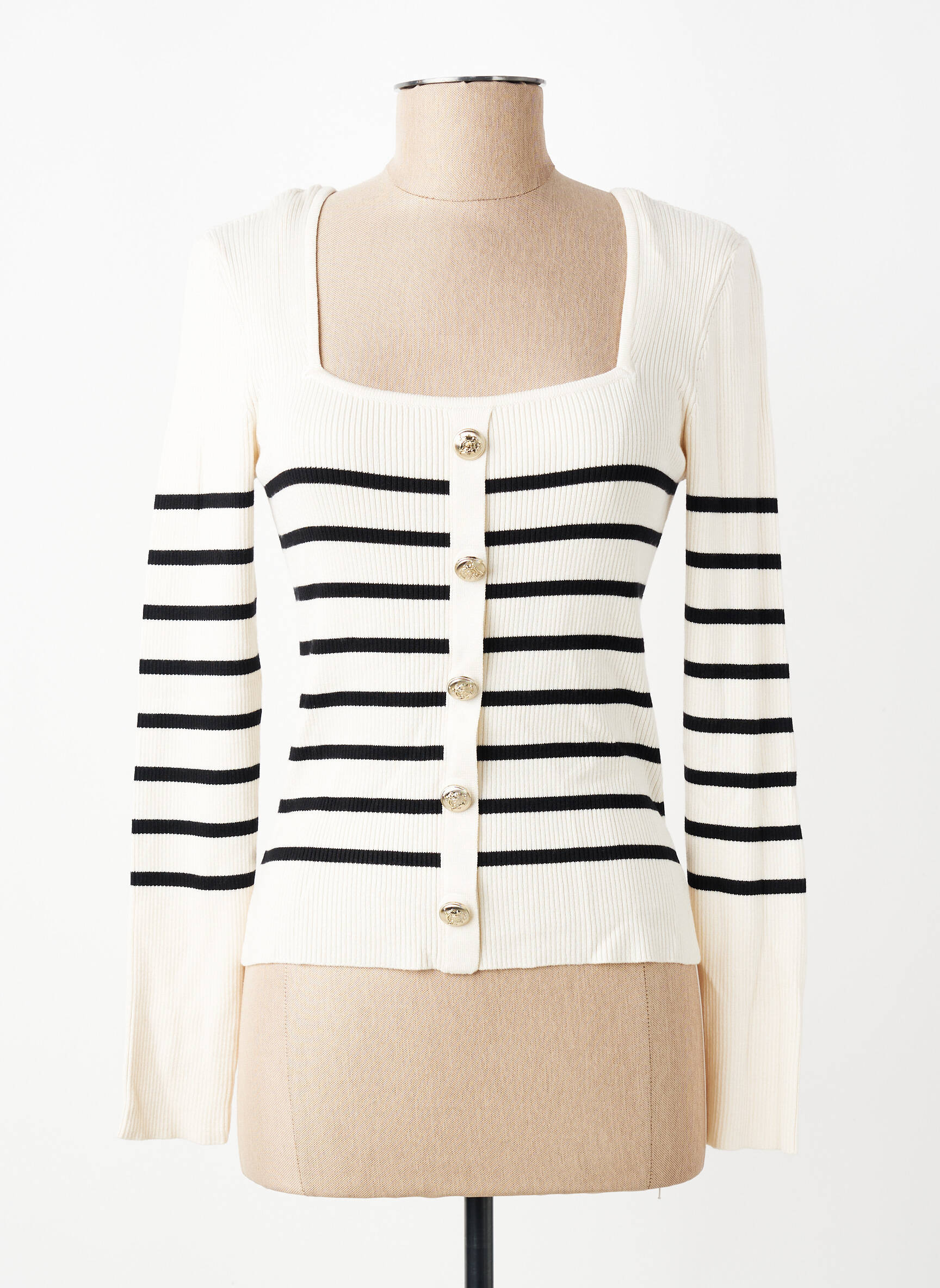 Pull stretch manches longues beige MORGAN femme