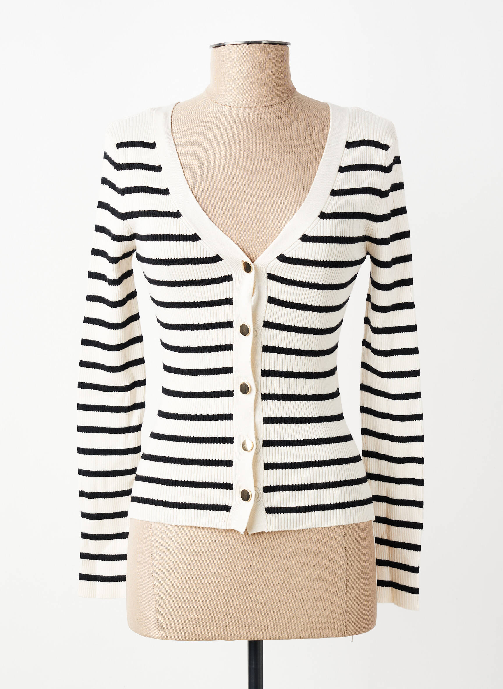 Gilet manches longues coupe cintrée blanc MORGAN femme