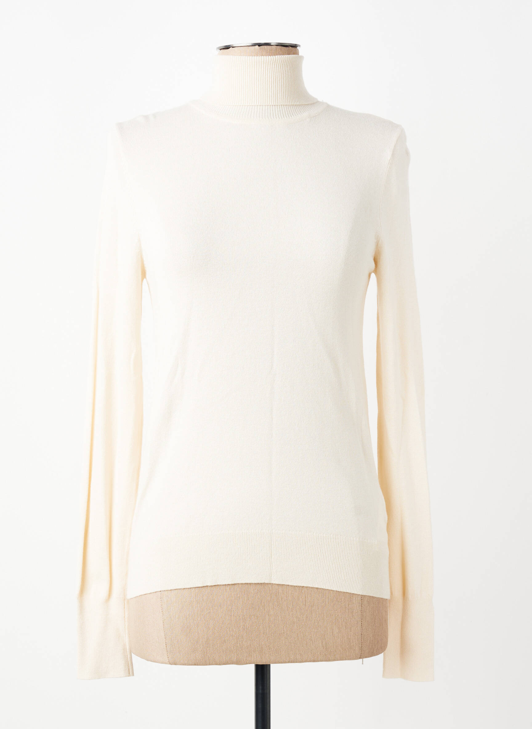 Pull col roulé coupe cintrée manches longues beige TIFFOSI femme