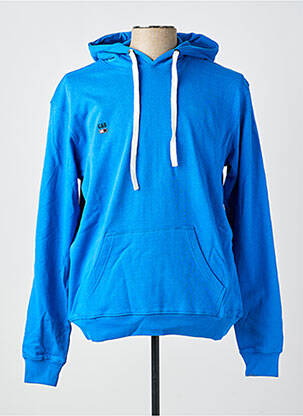 Sweat-shirt à capuche poches manches longues bleu GWEN & BLACK homme
