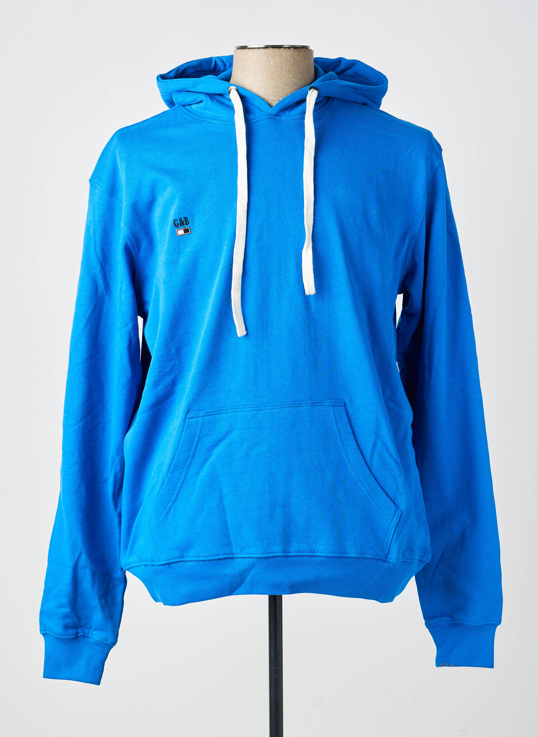 Sweat-shirt à capuche poches manches longues bleu GWEN & BLACK homme