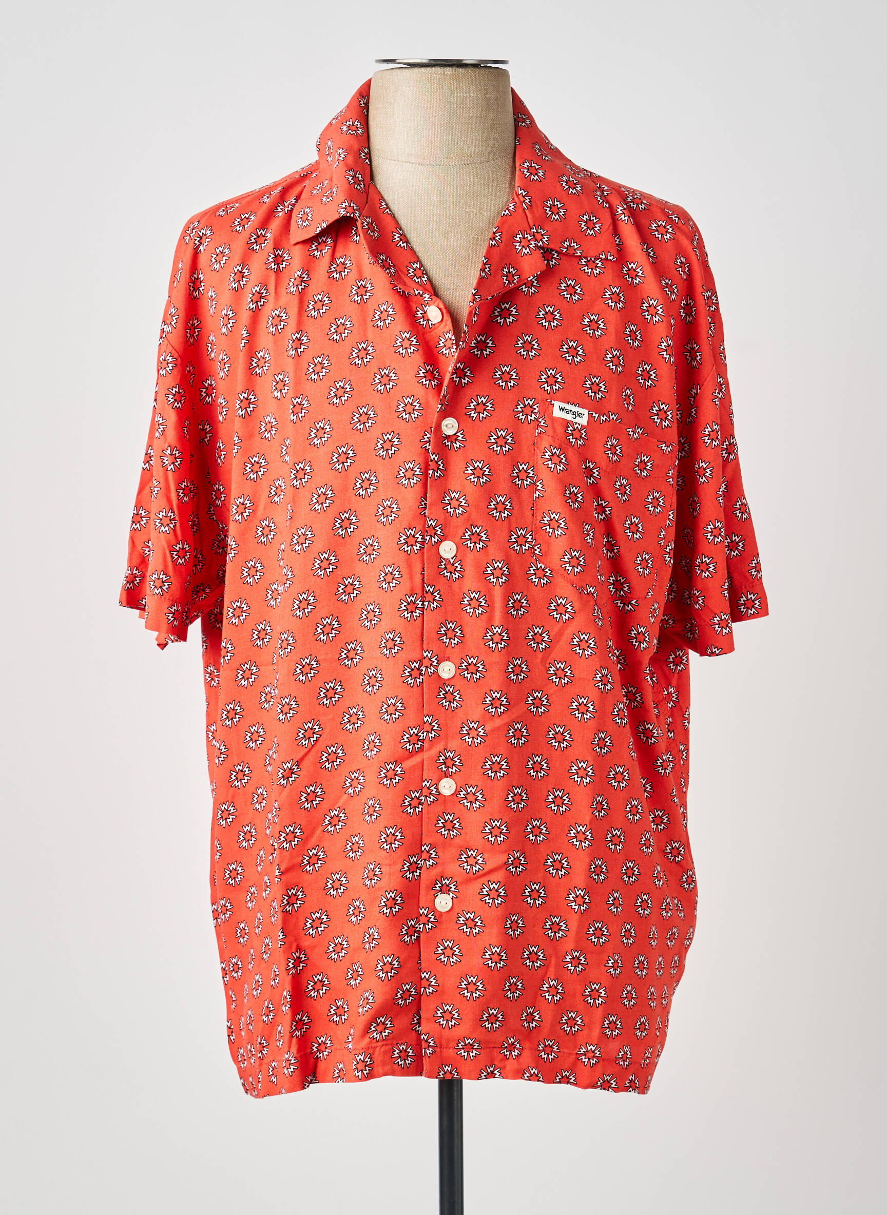 Chemise manches courtes col tailleur orange WRANGER homme