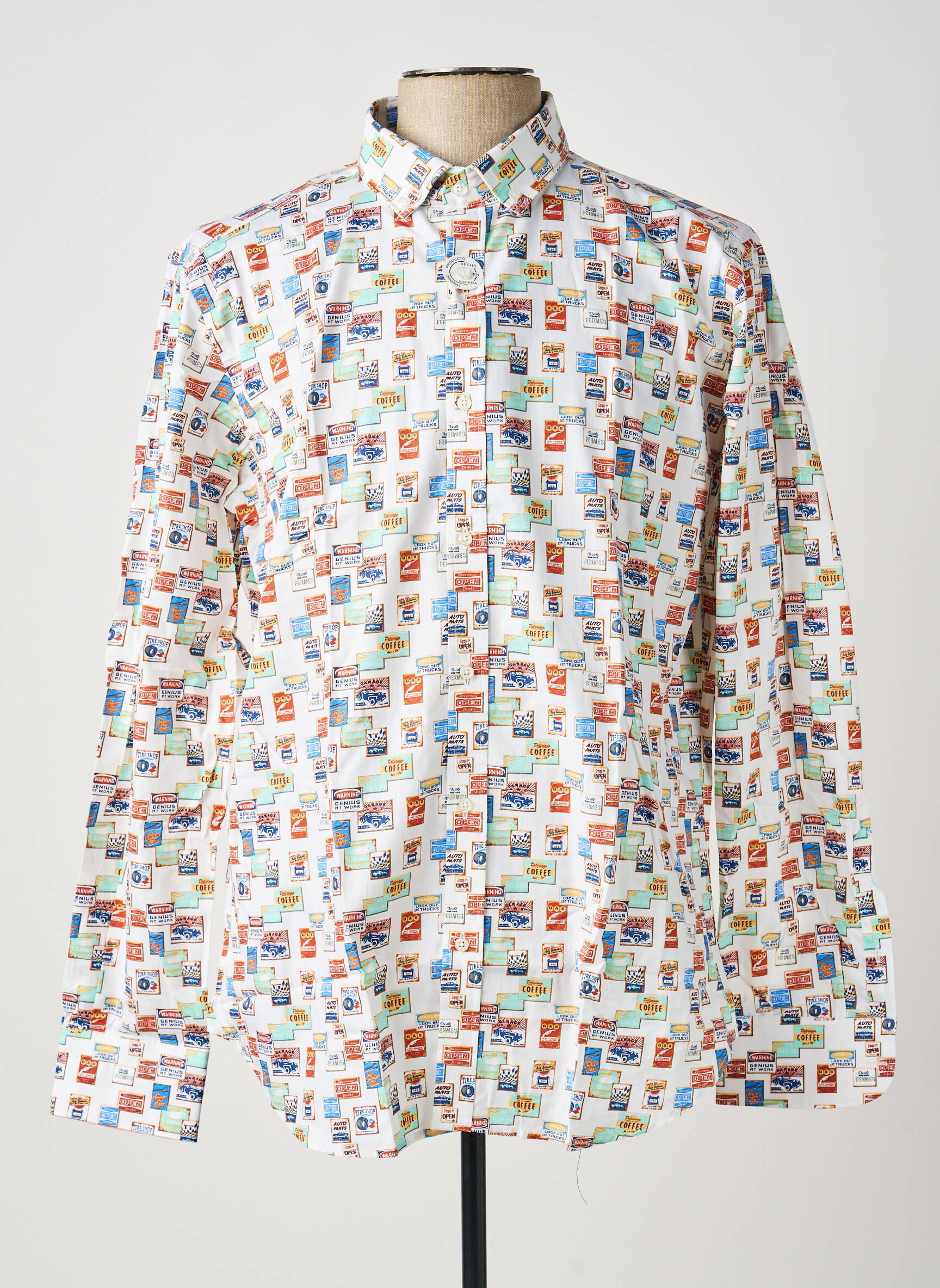 Chemise manches longues imprimé fantaisie beige CARLOS CORDOBA homme