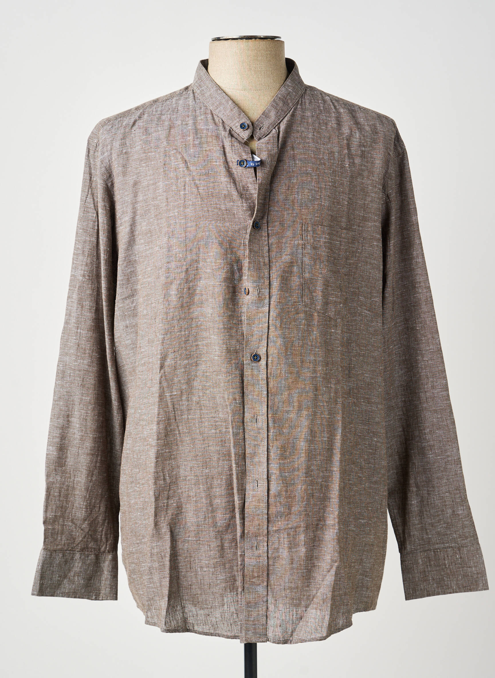 Chemise manches longues coupe droite marron REDMOND homme