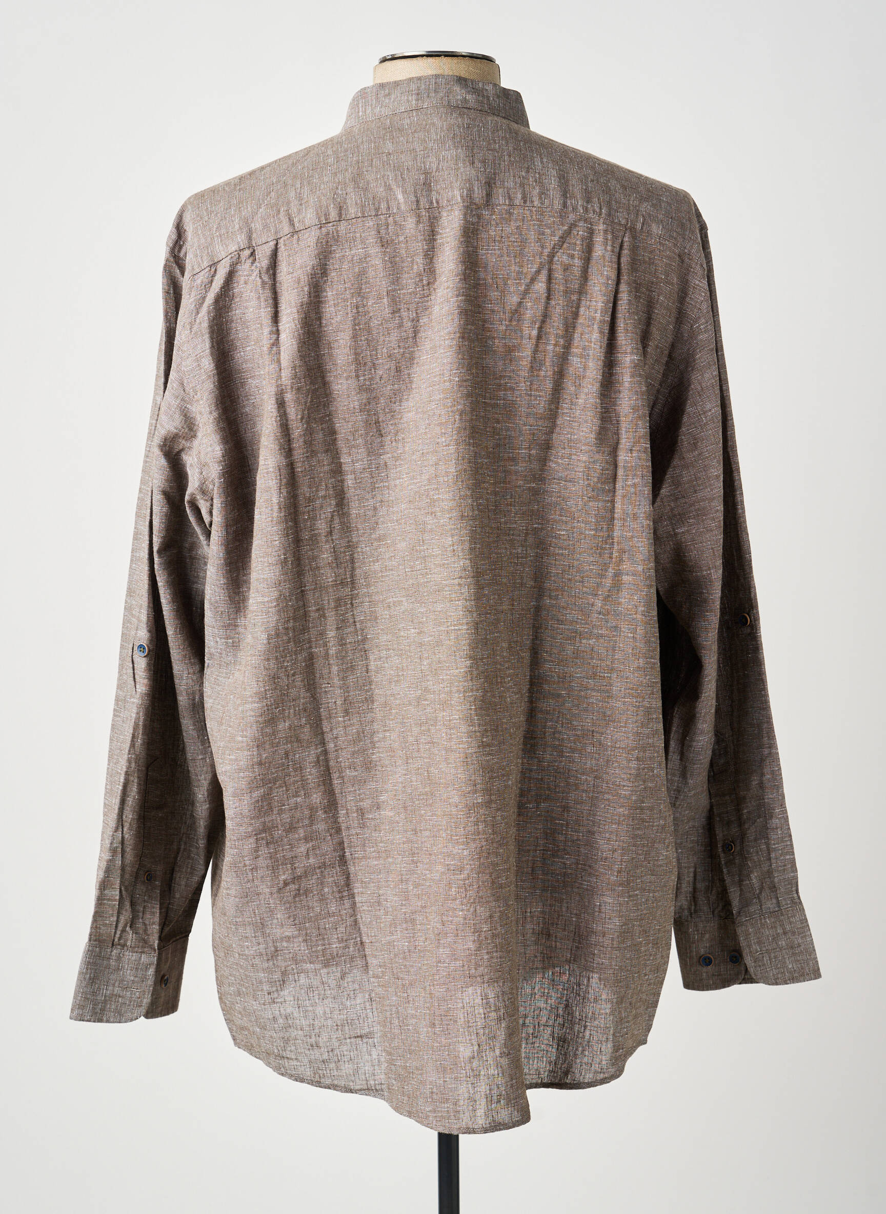 Chemise manches longues coupe droite marron REDMOND homme