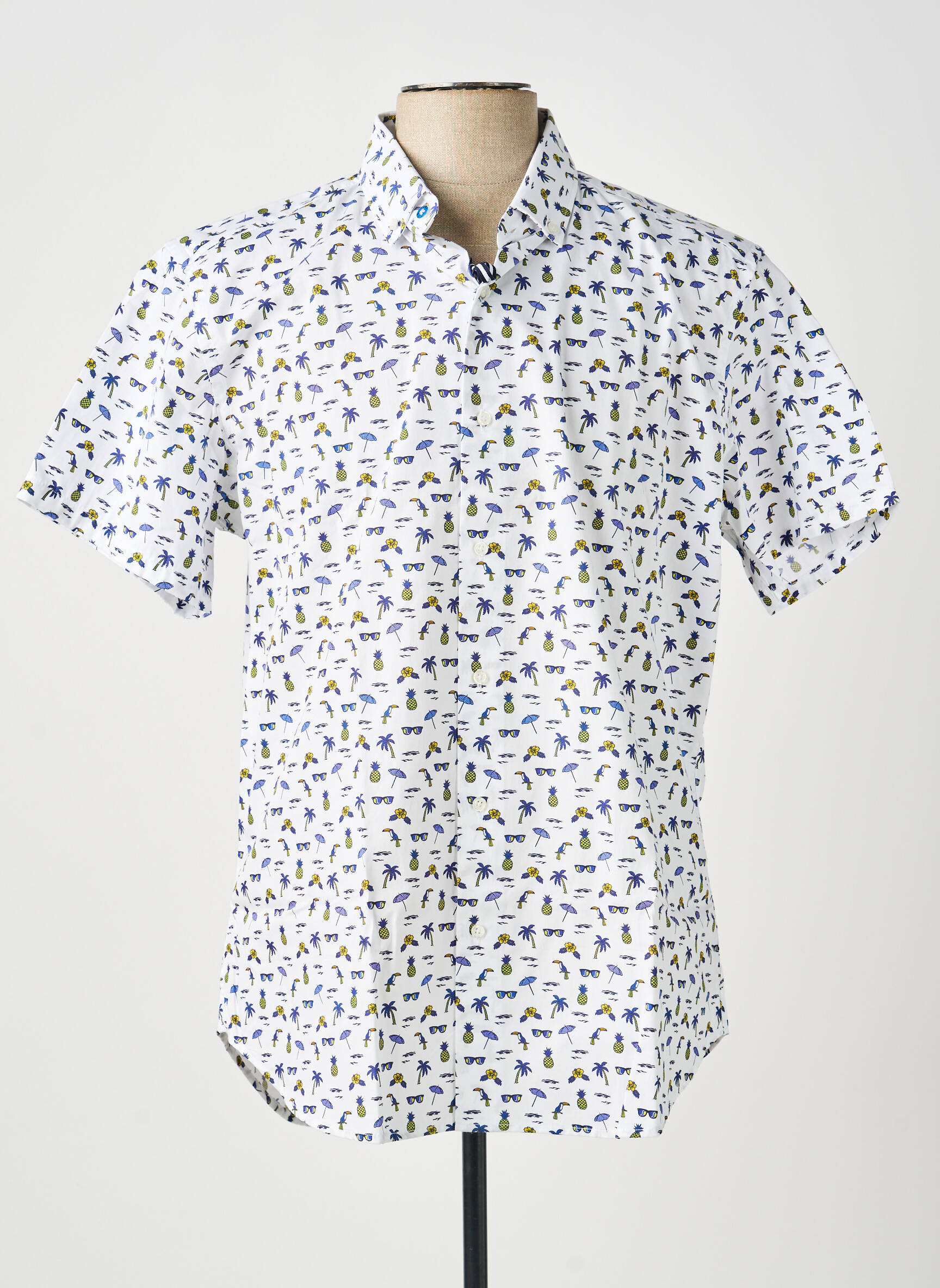 Chemise manches courtes imprimé tie and dye bleu CARLOS CORDOBA homme