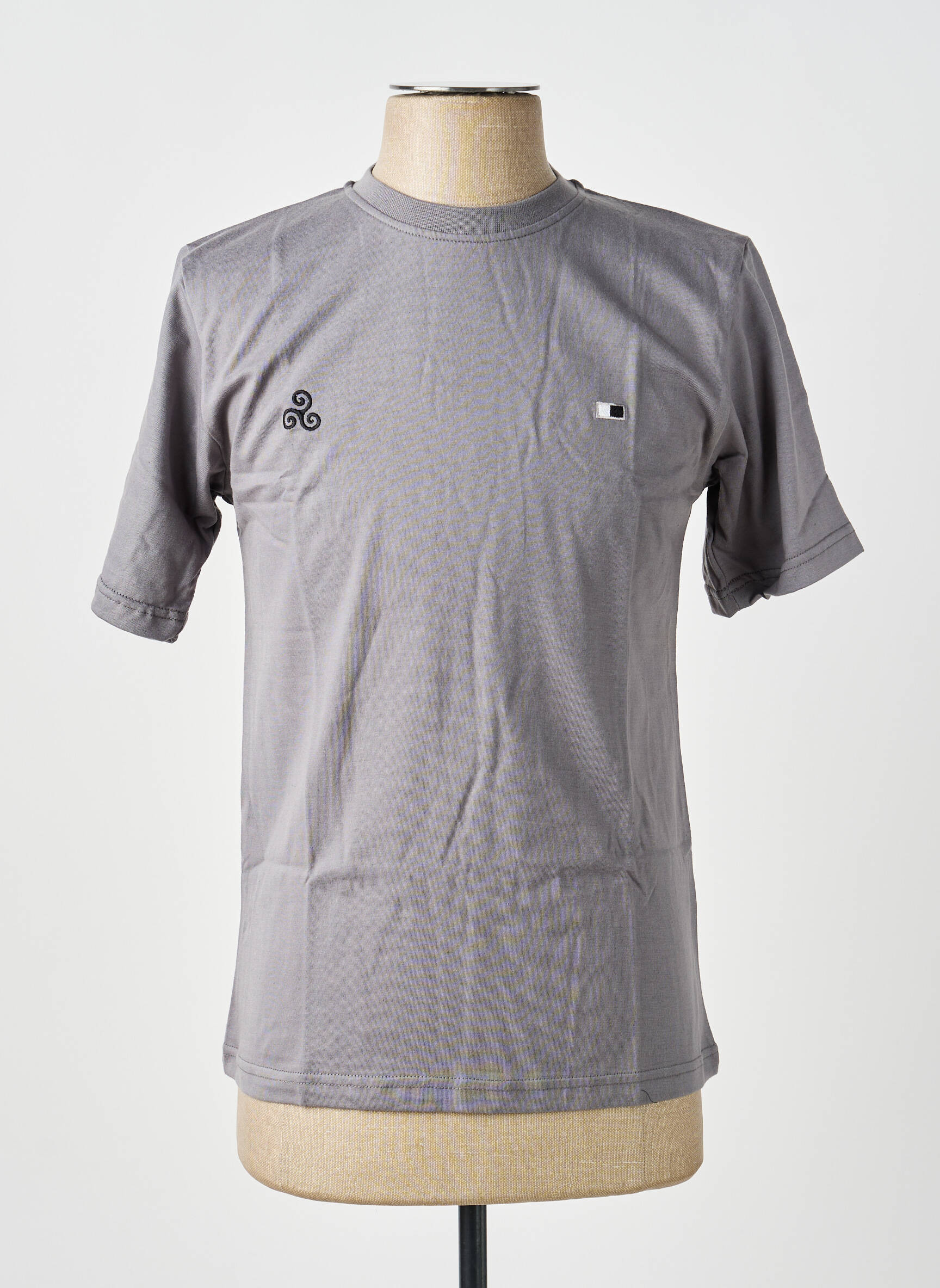 T-shirt broderie manches courtes gris GWEN & BLACK homme