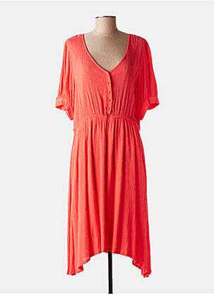 Robe mi-longue coupe fluide manches courtes orange KAFFE femme