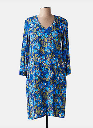 Robe courte imprimé fleurs manches 3/4 bleu LE PETIT BAIGNEUR femme