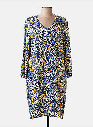Robe mi-longue imprimé fleurs manches longues bleu LE PETIT BAIGNEUR femme