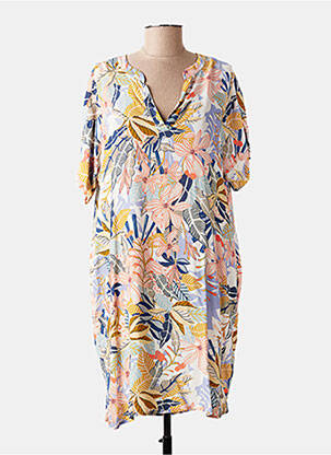 Robe mi-longue coupe fluide manches courtes beige LE PETIT BAIGNEUR femme