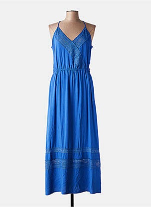Robe longue coupe cintrée fines bretelles bleu FREEMAN T.PORTER femme