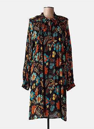 Robe mi-longue coupe fluide manches longues noir LE PETIT BAIGNEUR femme