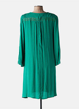 Robe mi-longue coupe fluide manches longues vert FREEMAN T.PORTER femme