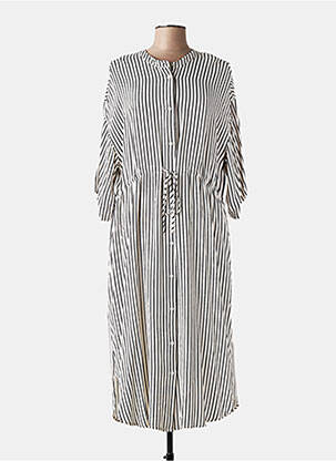 Robe longue coupe cintrée manches 3/4 beige KAFFE femme