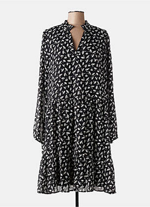 Robe mi-longue coupe fluide manches longues noir KAFFE femme