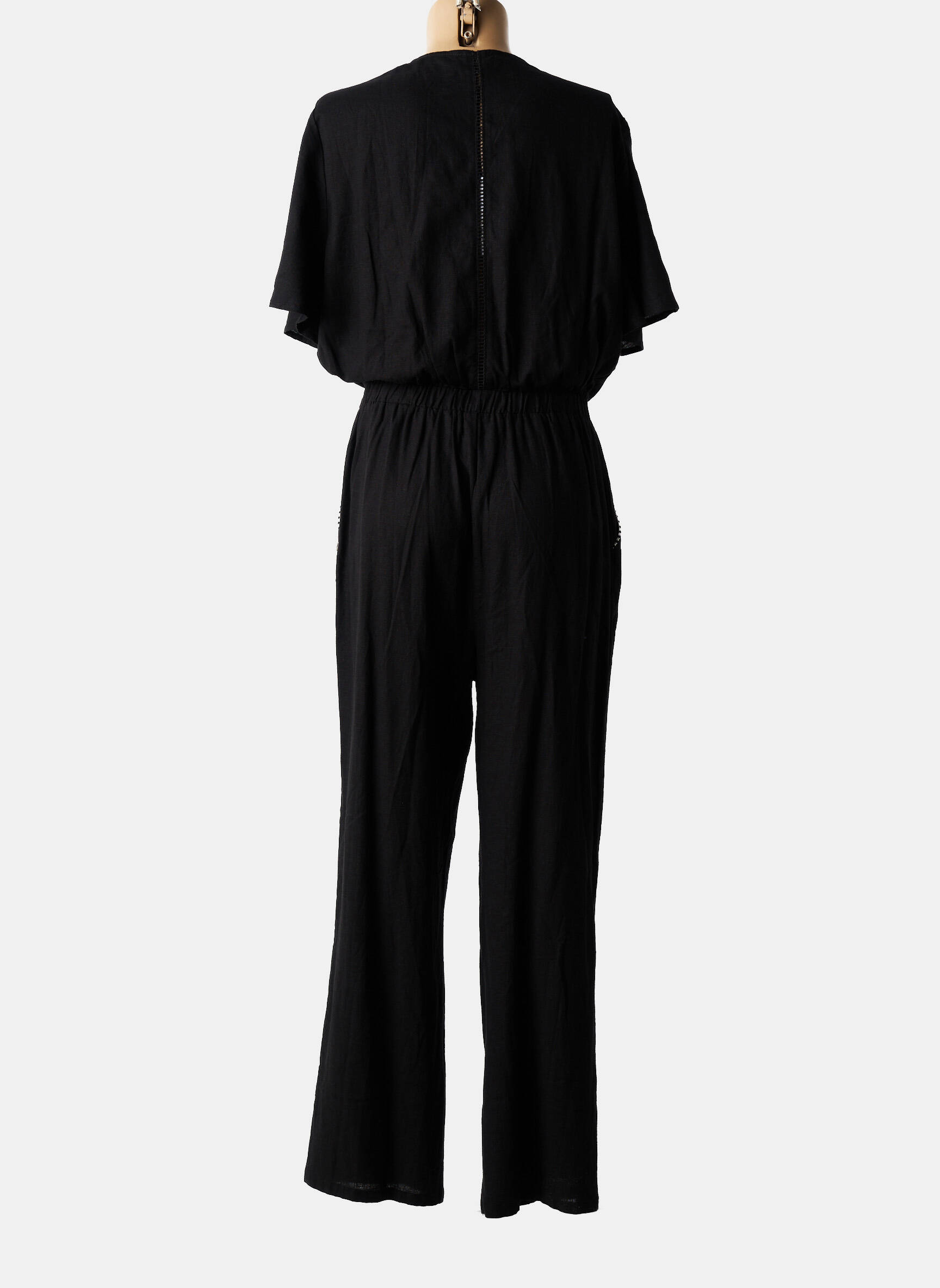 Combi-pantalon tissage crêpe manches courtes noir FREEMAN T.PORTER femme