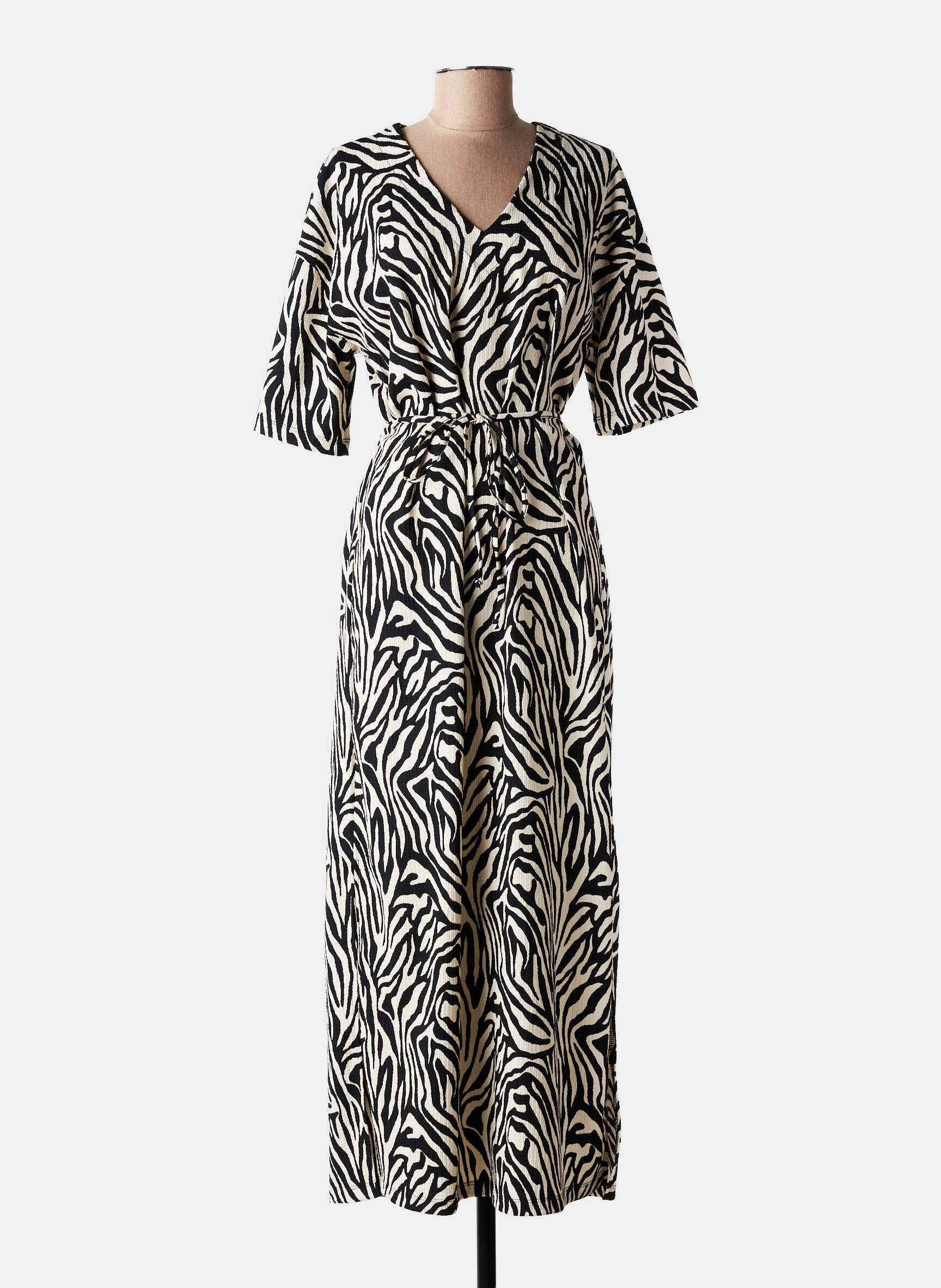 Robe longue manches courtes manches courtes noir KAFFE femme