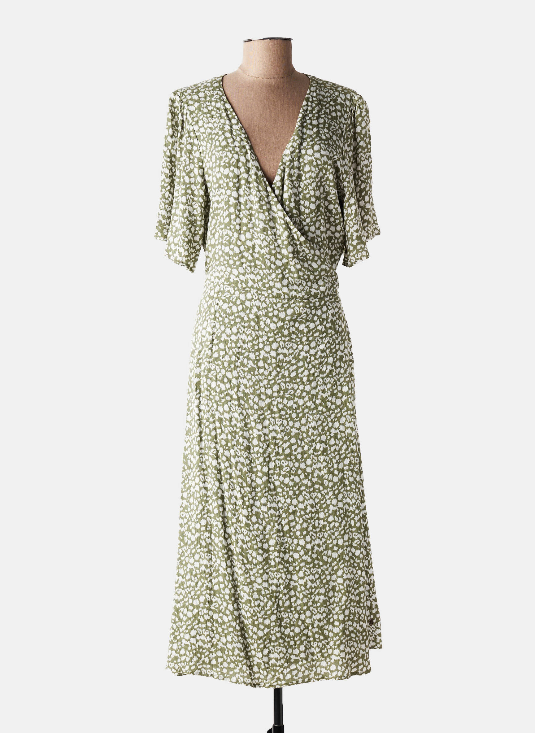 Robe longue manches courtes manches courtes vert FREEMAN T.PORTER femme