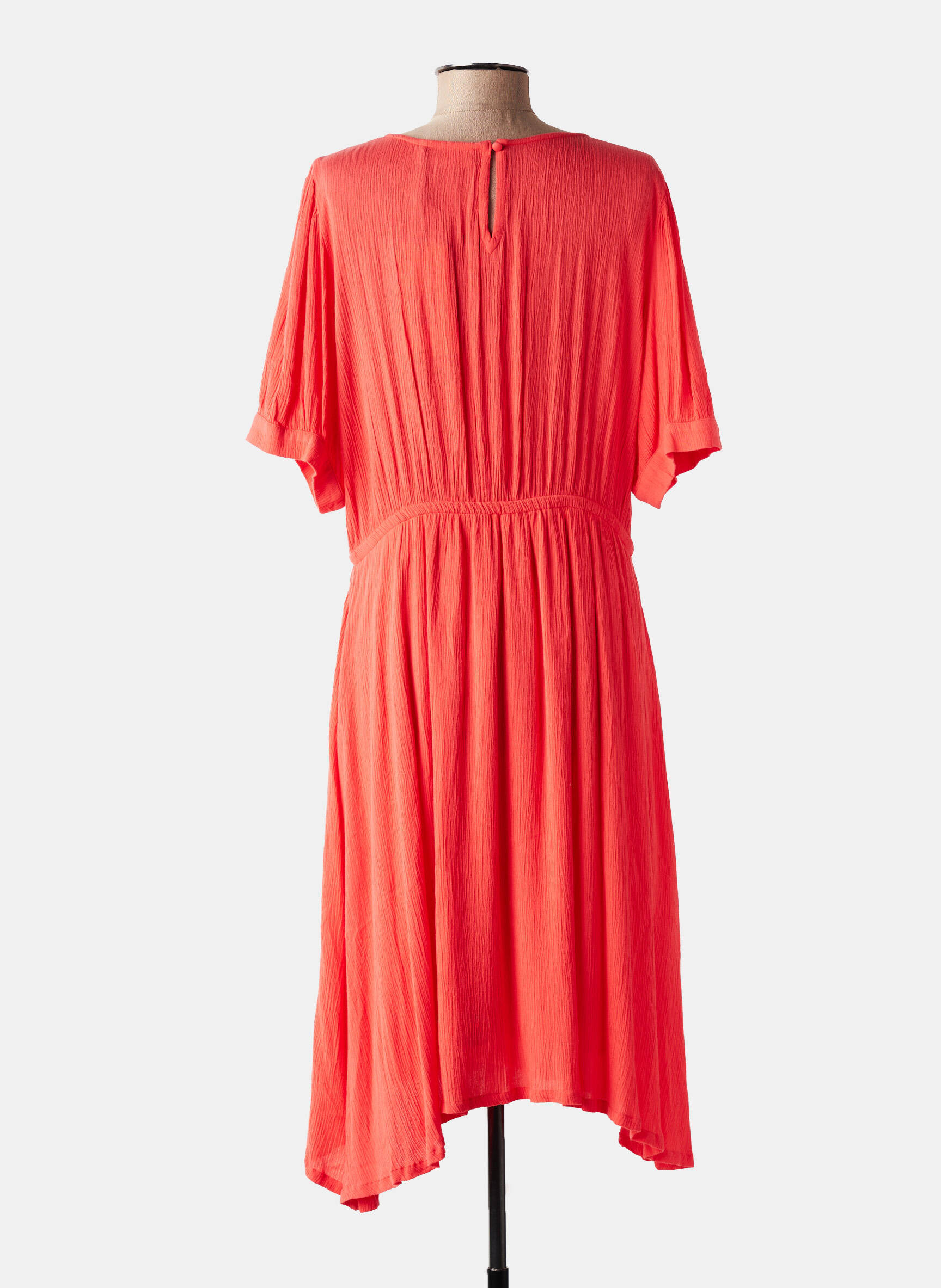Robe mi-longue coupe fluide manches courtes orange KAFFE femme