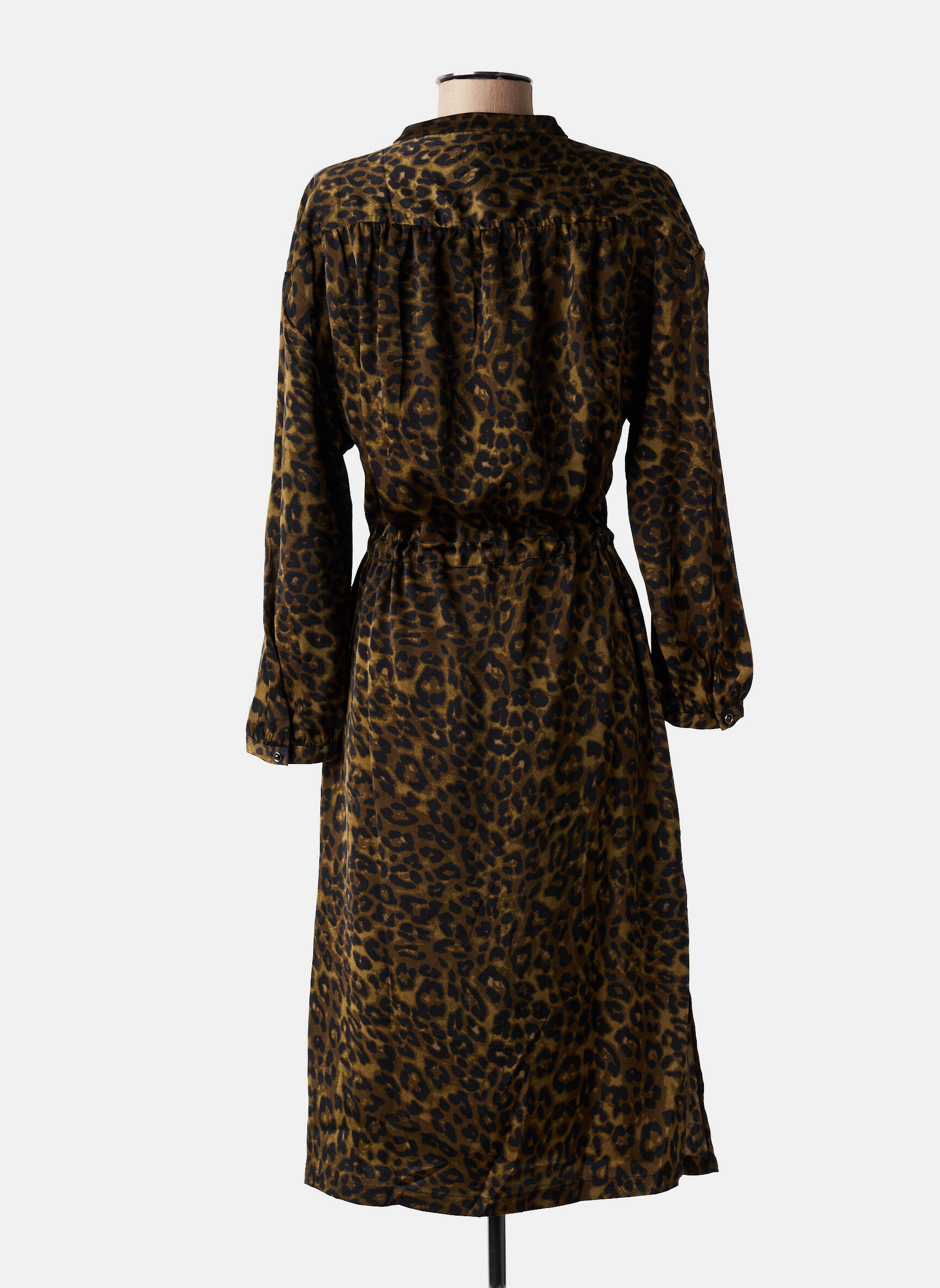 Robe mi-longue coupe fluide manches longues vert FREEMAN T.PORTER femme