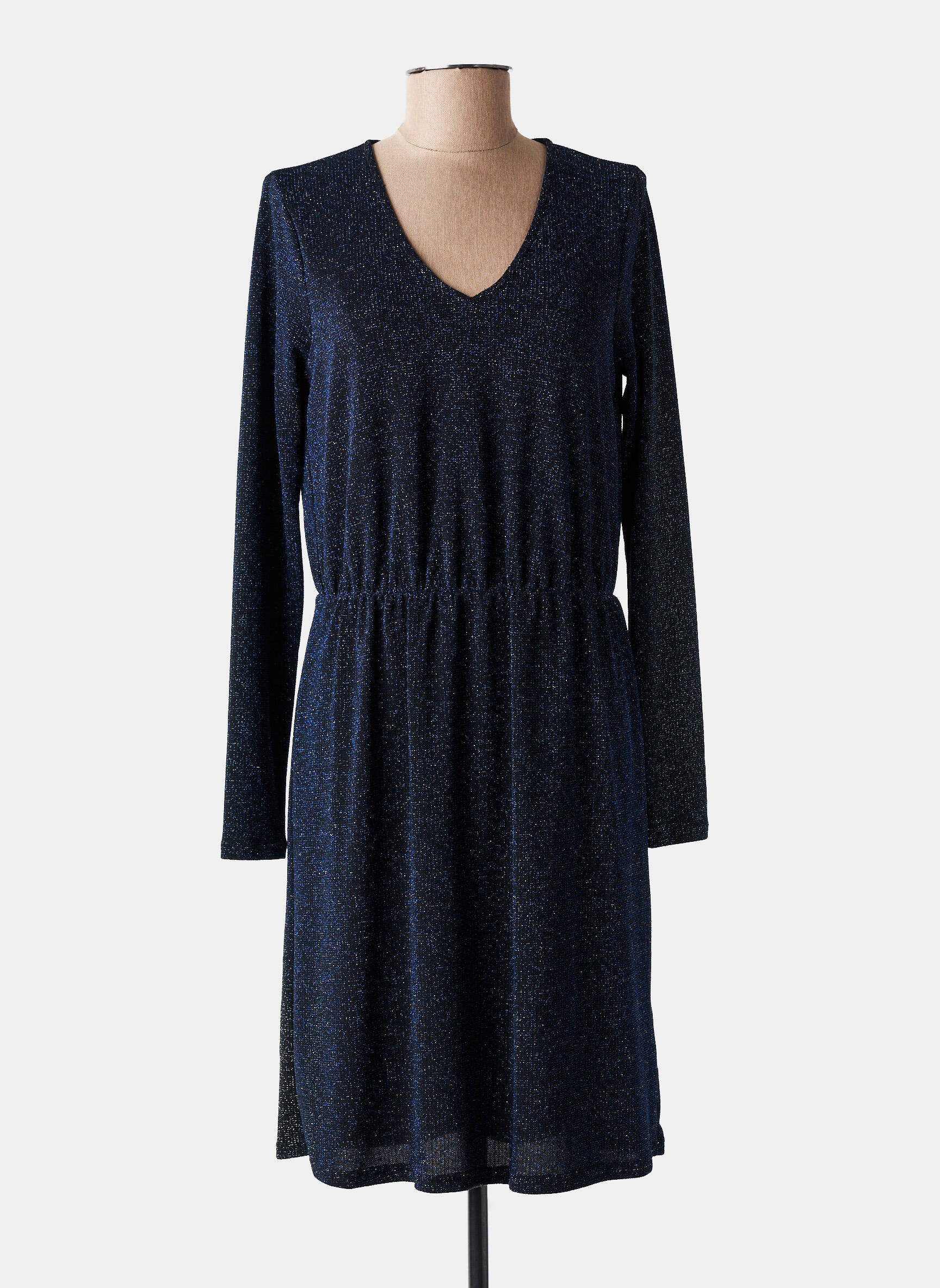 Robe mi-longue manches longues manches longues bleu KAFFE femme