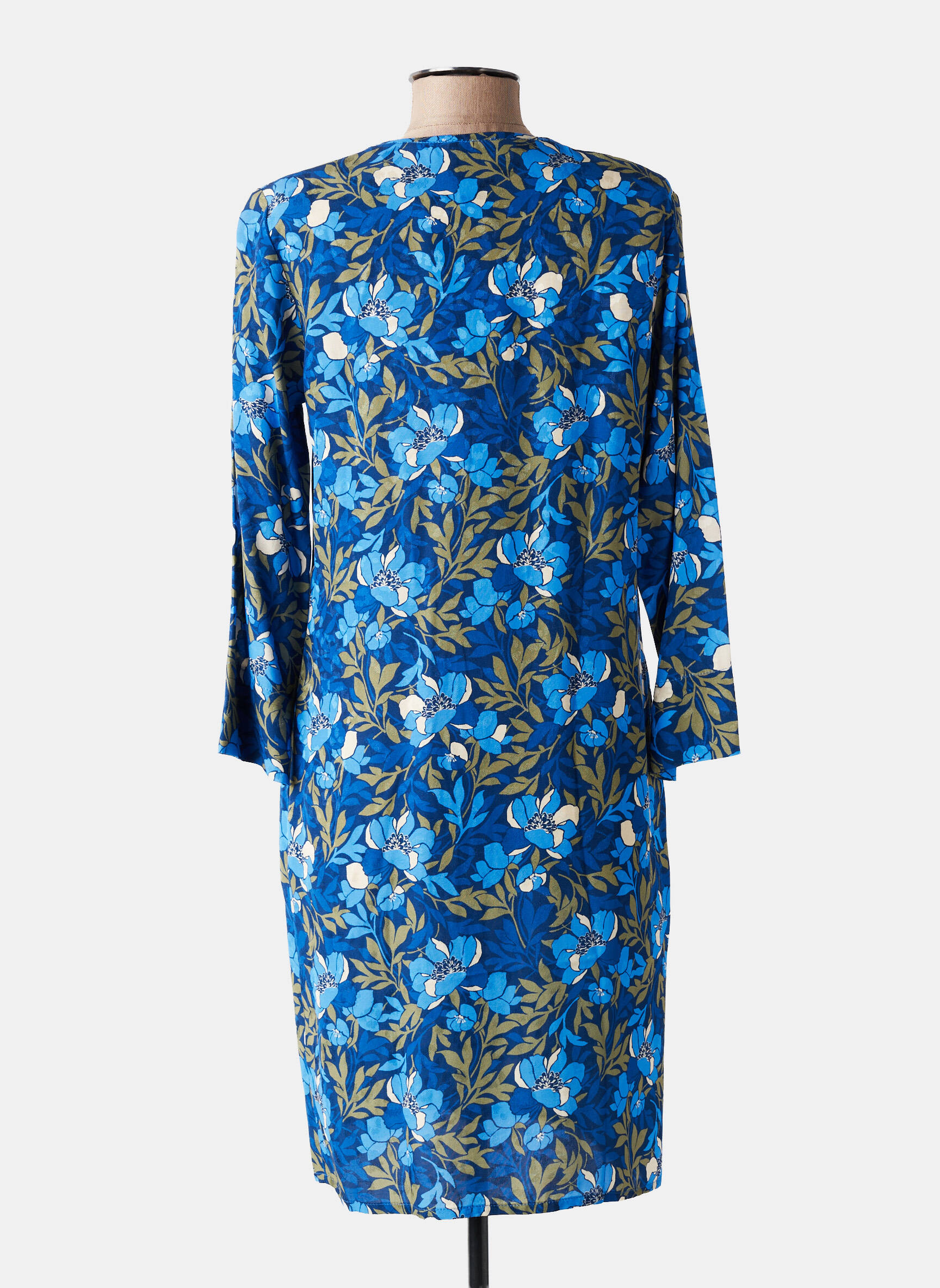 Robe courte imprimé fleurs manches 3/4 bleu LE PETIT BAIGNEUR femme